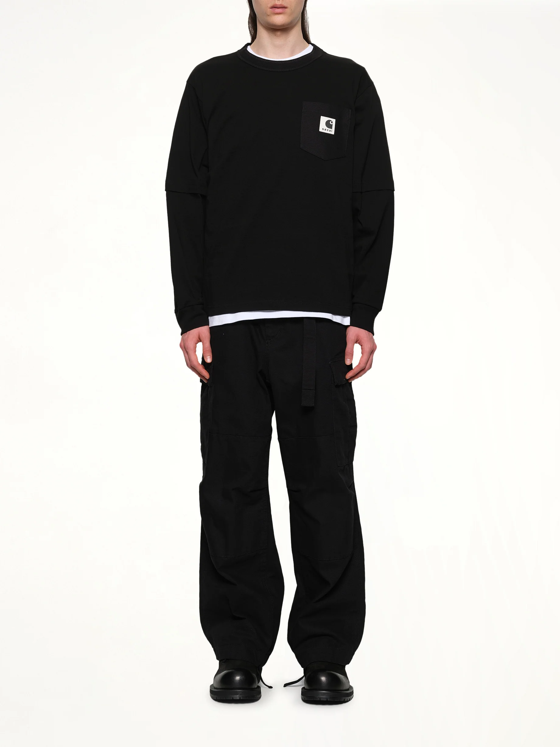 Carhartt WIP Cotton Jersey L/S T-Shirt in Black - Image 7