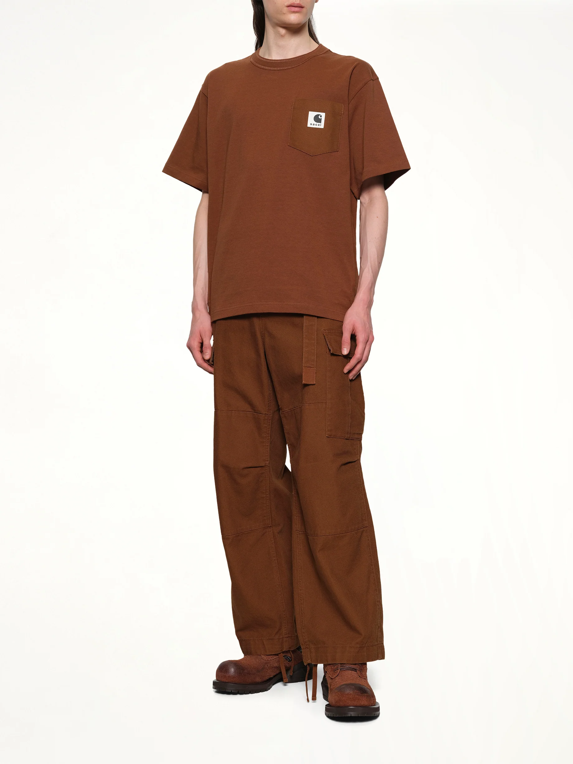 Carhartt WIP Cotton Jersey T-Shirt in Dark Beige - Image 4