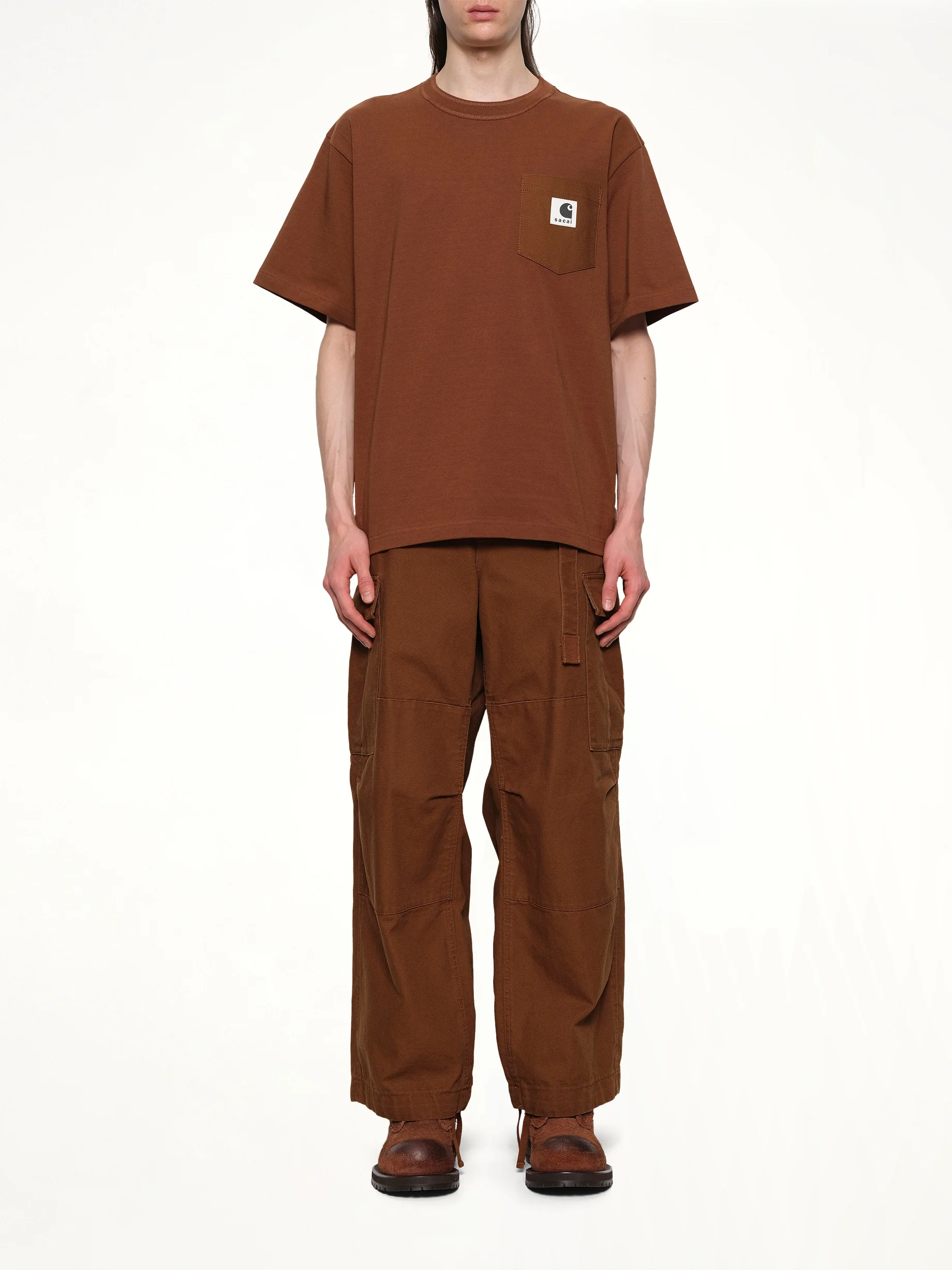 Carhartt WIP Cotton Jersey T-Shirt in Dark Beige - Image 7
