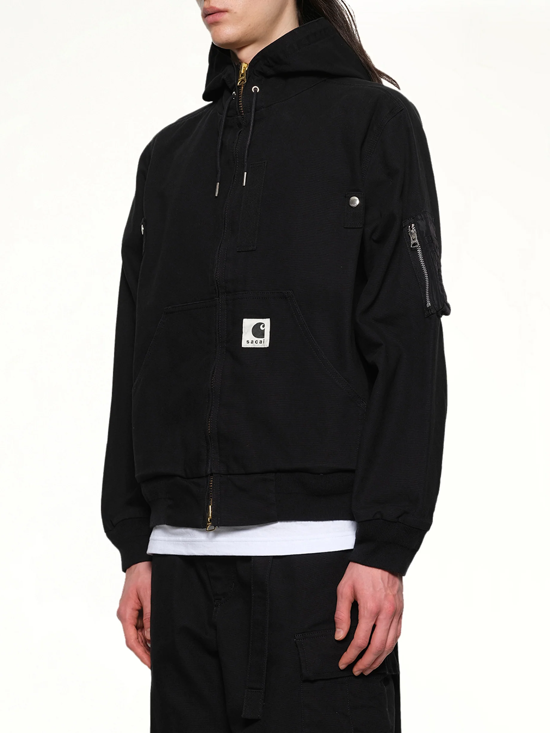 Carhartt WIP Washed Duck Hooded Blouson in Black - Image 3