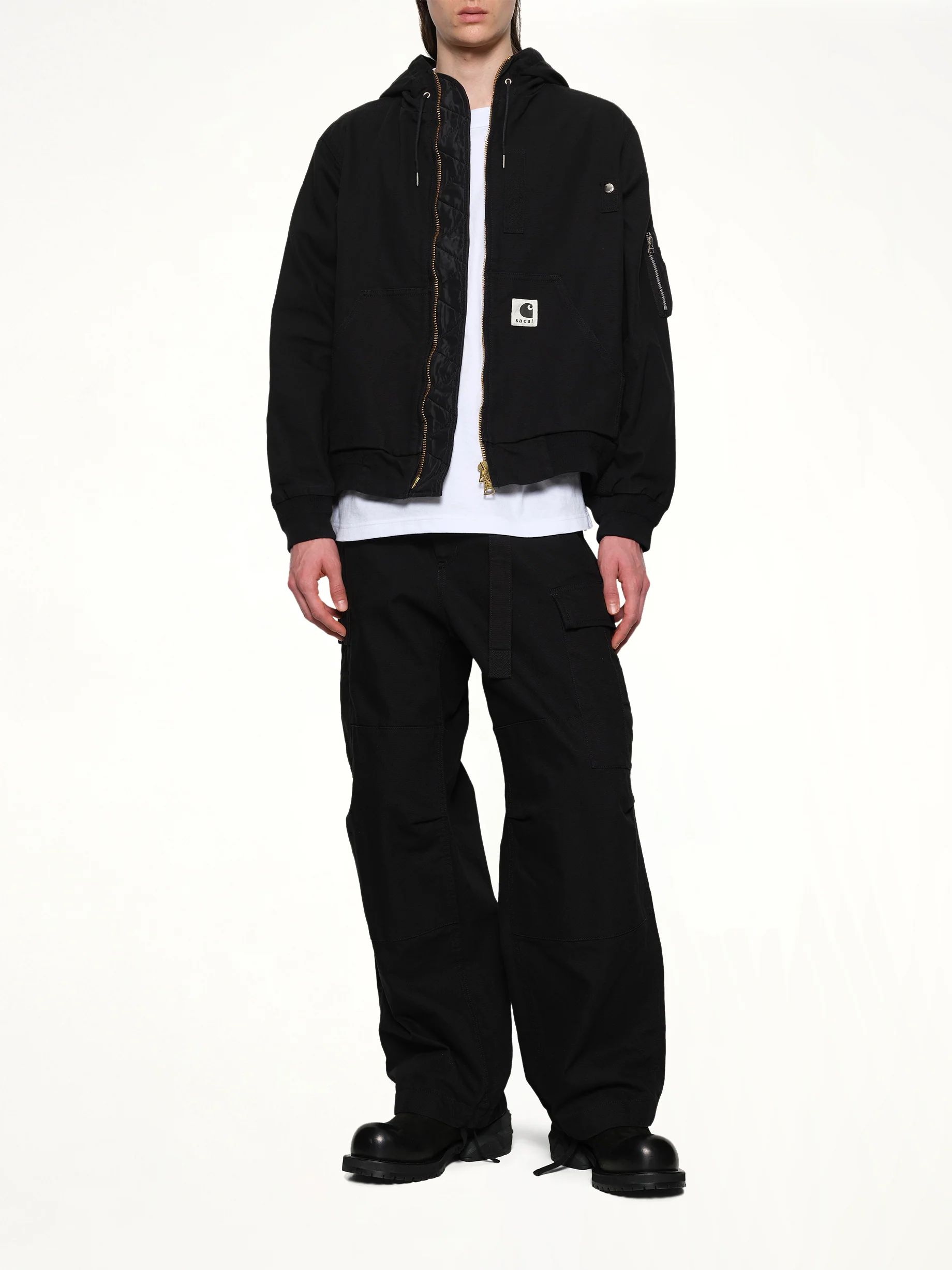 Carhartt WIP Washed Duck Hooded Blouson in Black - Image 4