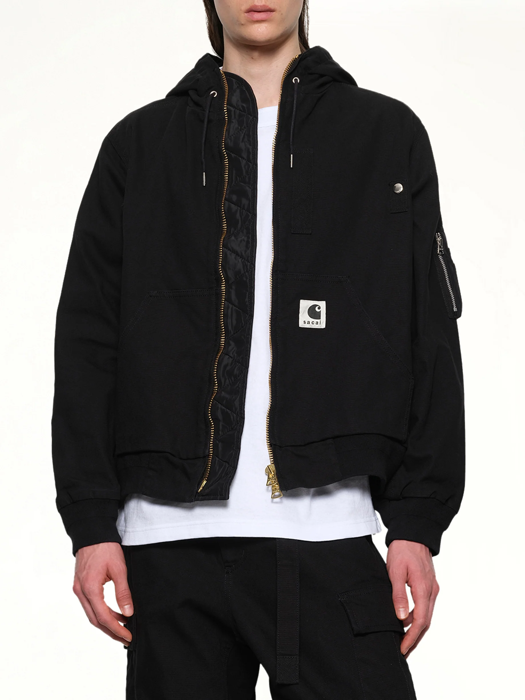 Carhartt WIP Washed Duck Hooded Blouson in Black - Image 6