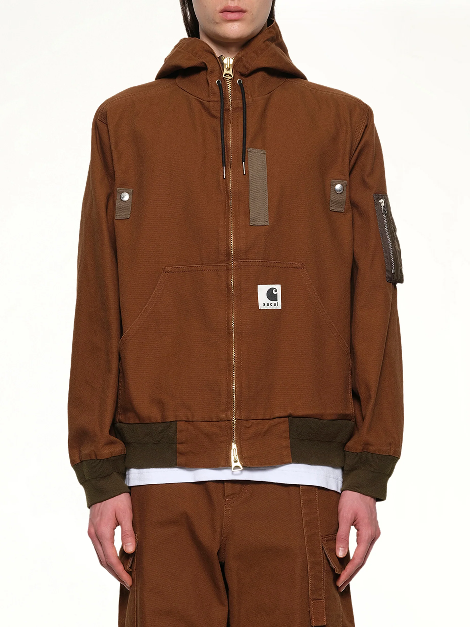 Carhartt WIP Washed Duck Hooded Blouson in Dark Beige