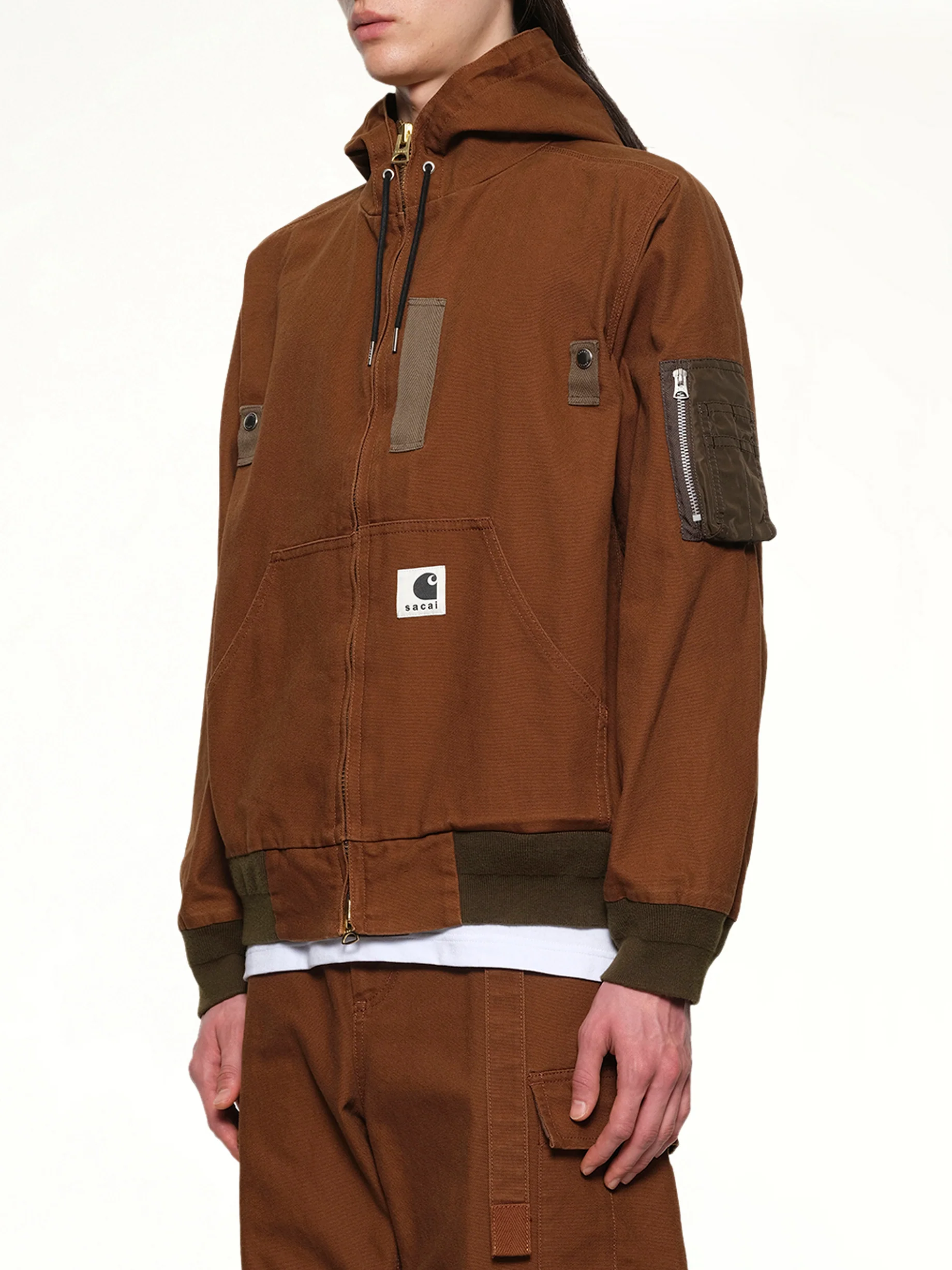 Carhartt WIP Washed Duck Hooded Blouson in Dark Beige - Image 3