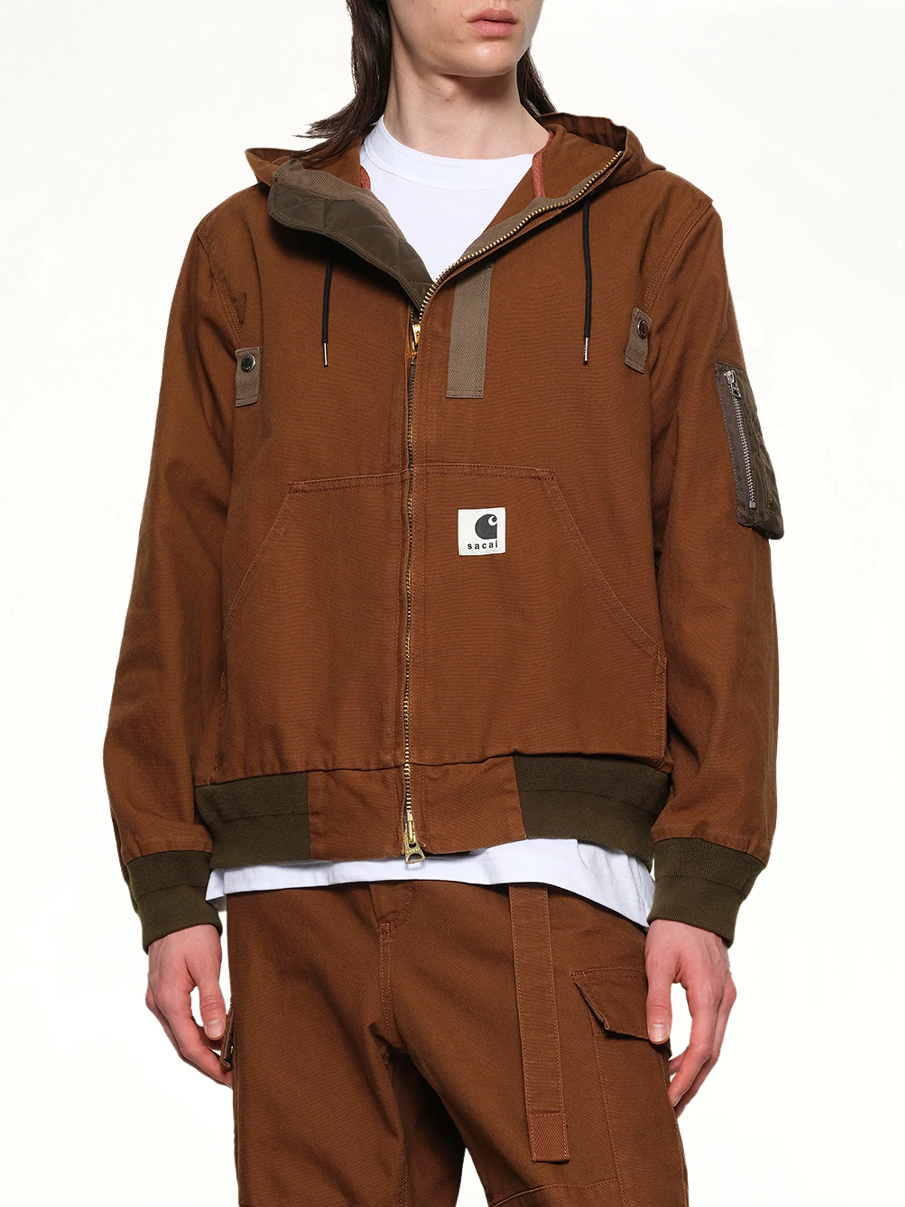 Carhartt WIP Washed Duck Hooded Blouson in Dark Beige - Image 6