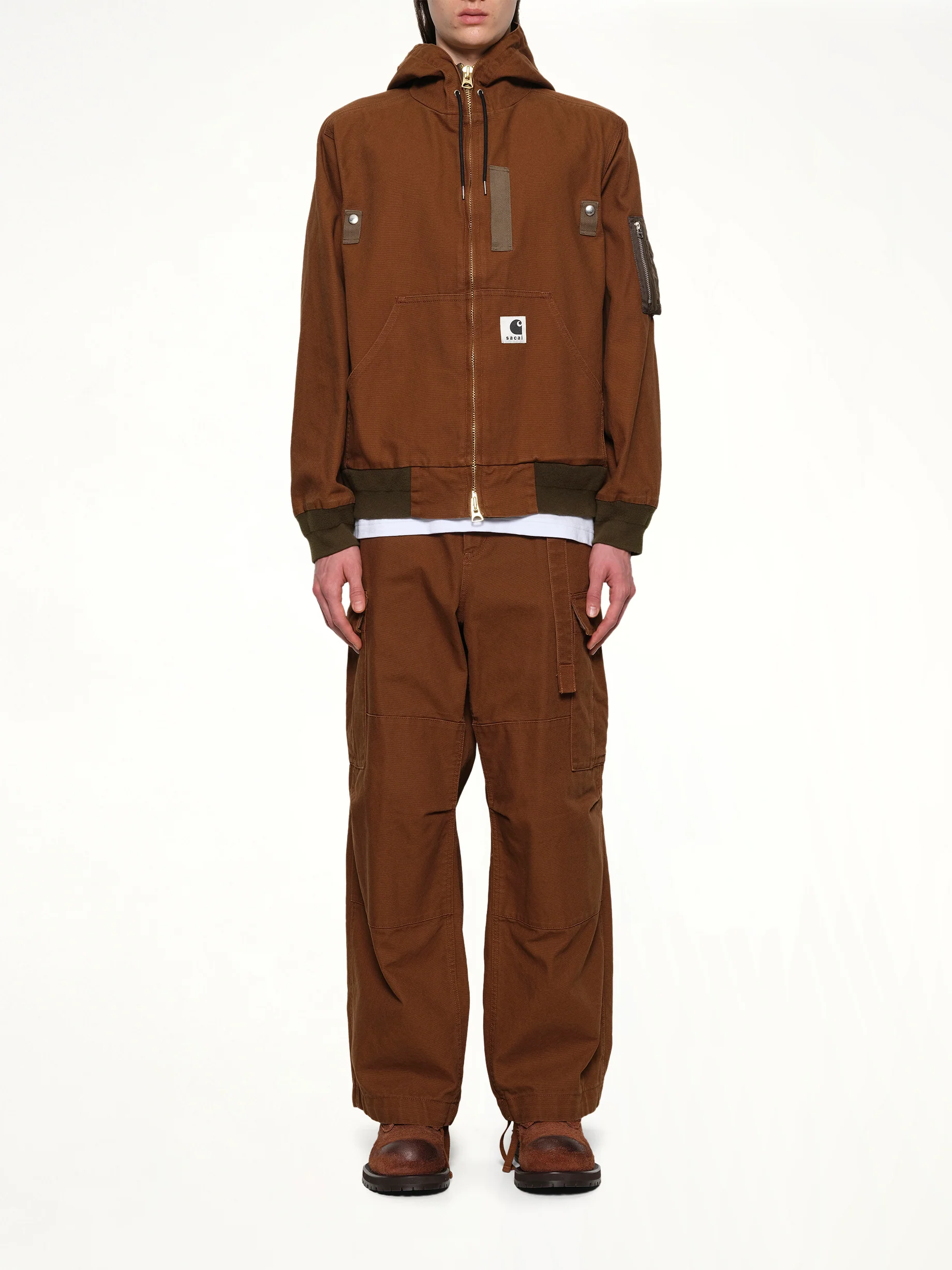 Carhartt WIP Washed Duck Hooded Blouson in Dark Beige - Image 7