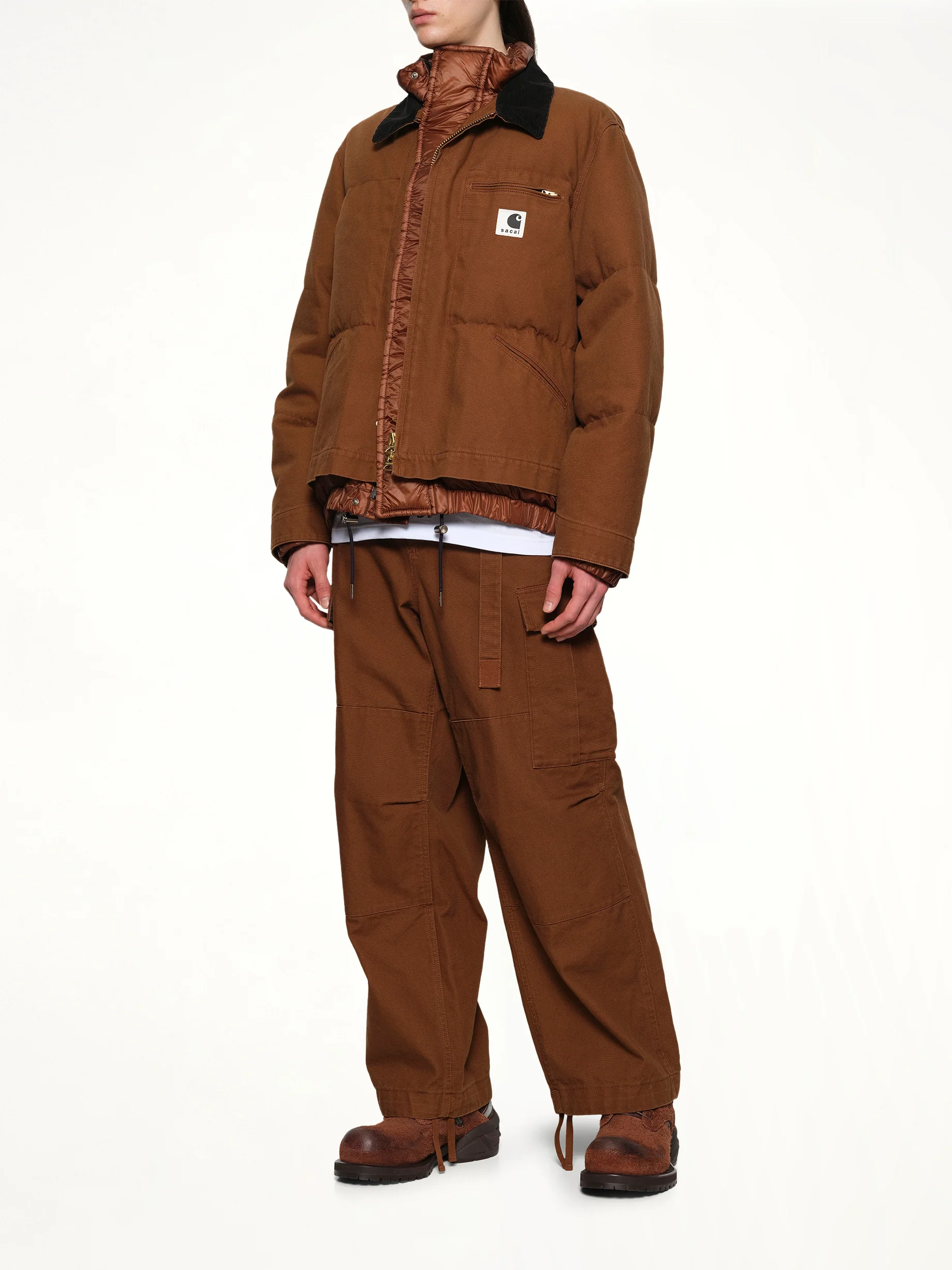 Carhartt WIP Washed Duck Puffer Jacket in Dark Beige - Image 4