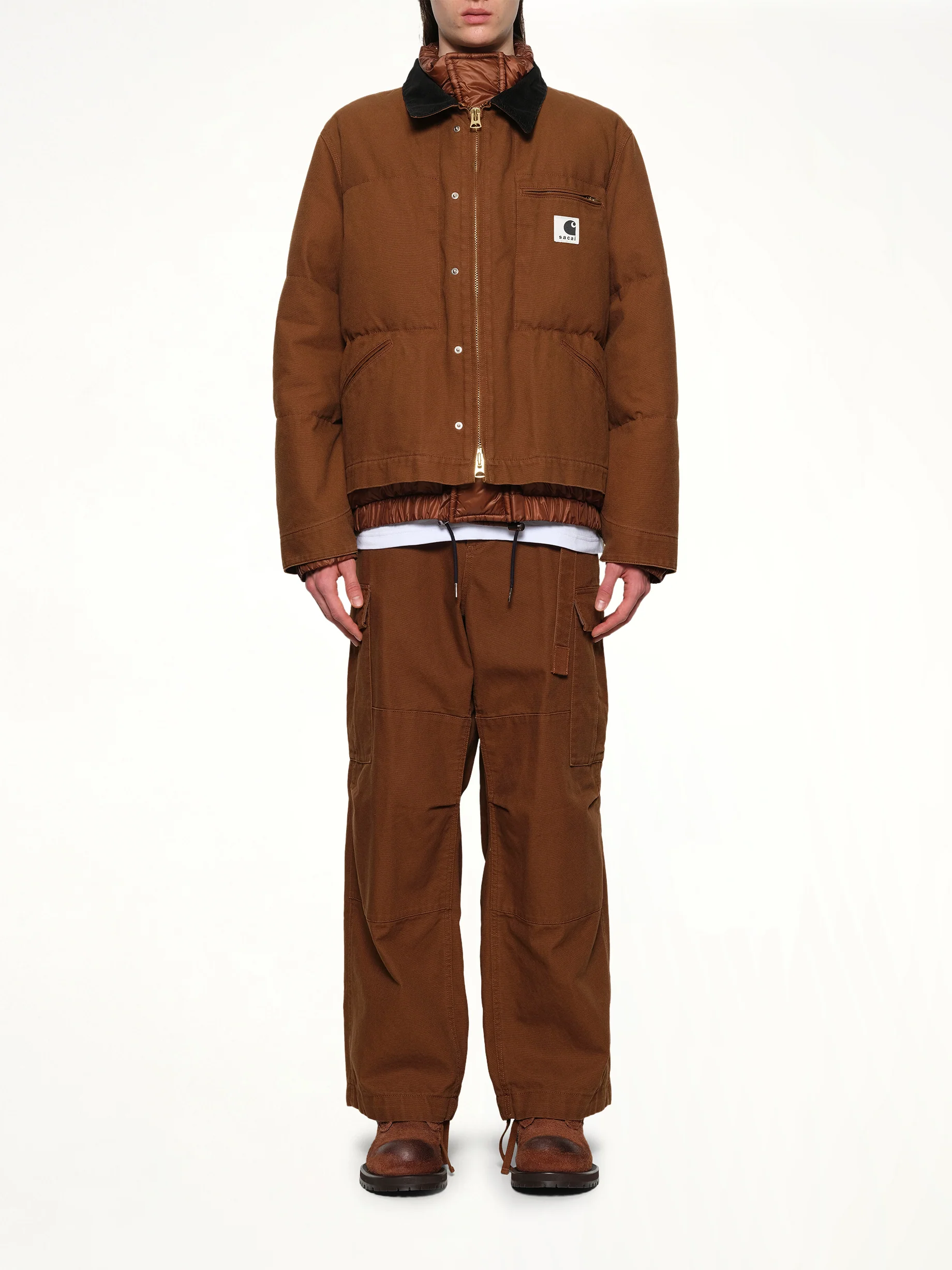 Carhartt WIP Washed Duck Puffer Jacket in Dark Beige - Image 7