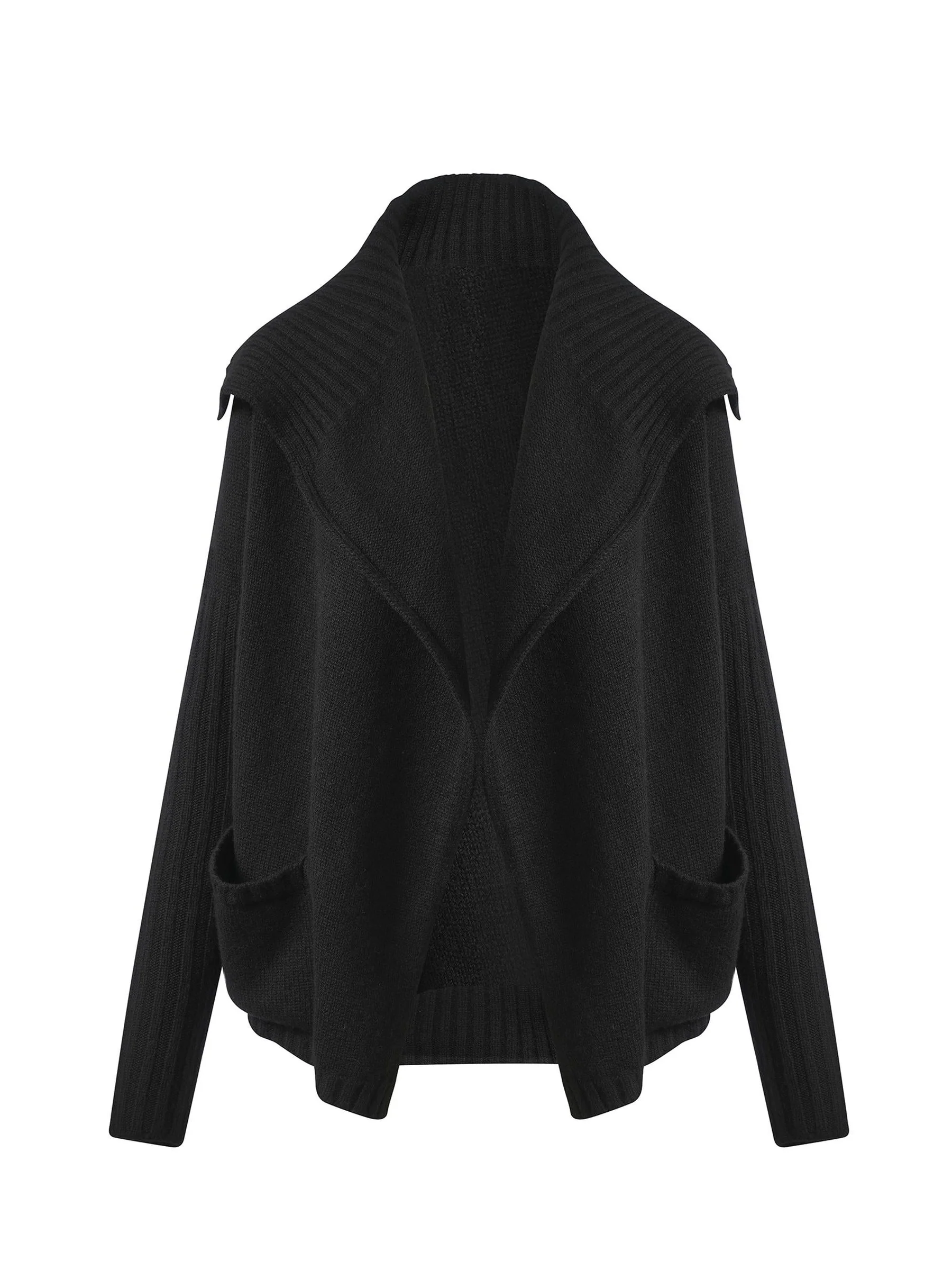 Cashmere Knit Cardigan in Black - Image 2