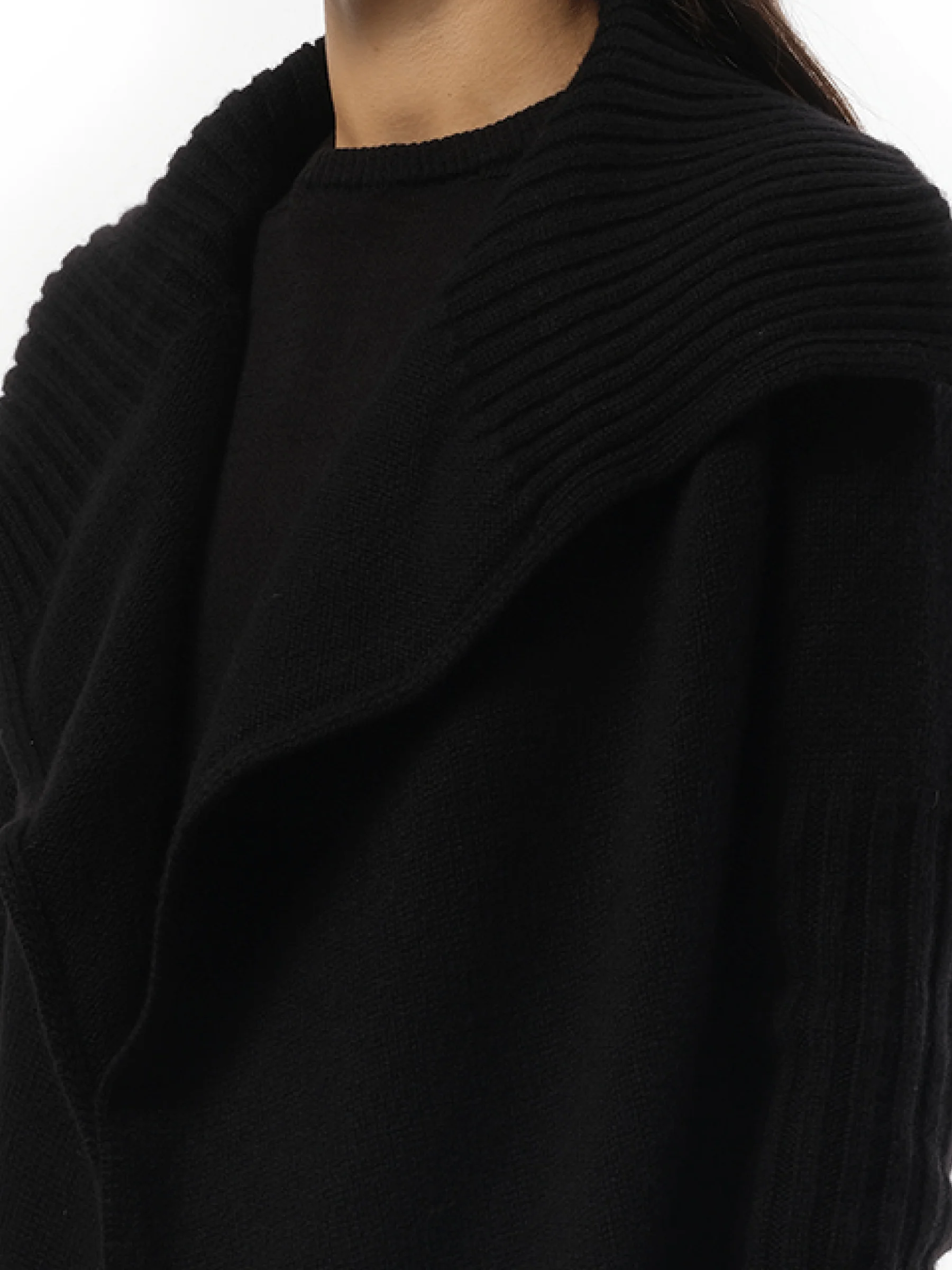Cashmere Knit Cardigan in Black - Image 3