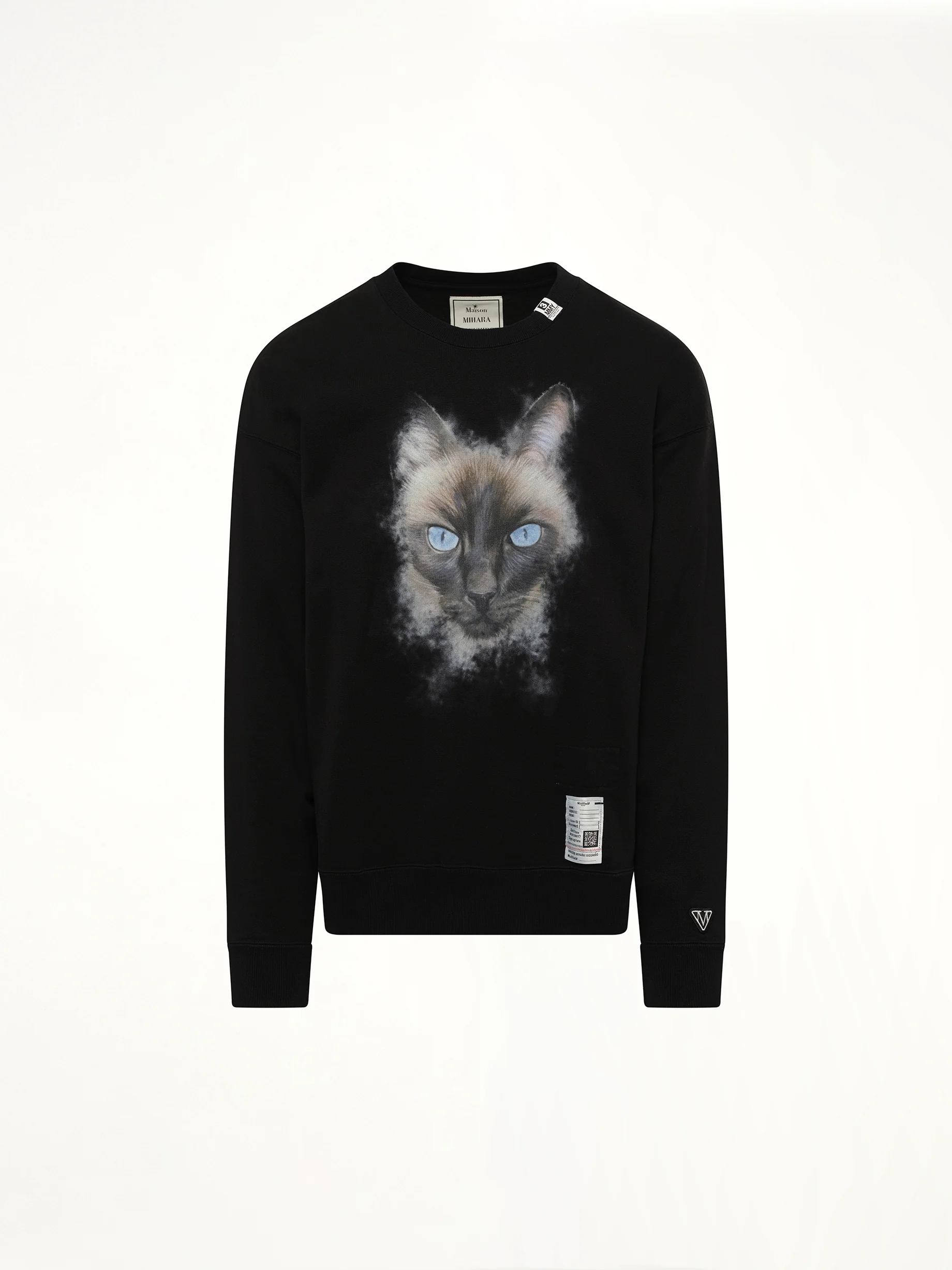 Cat Printed Pullover in Black - Image 2