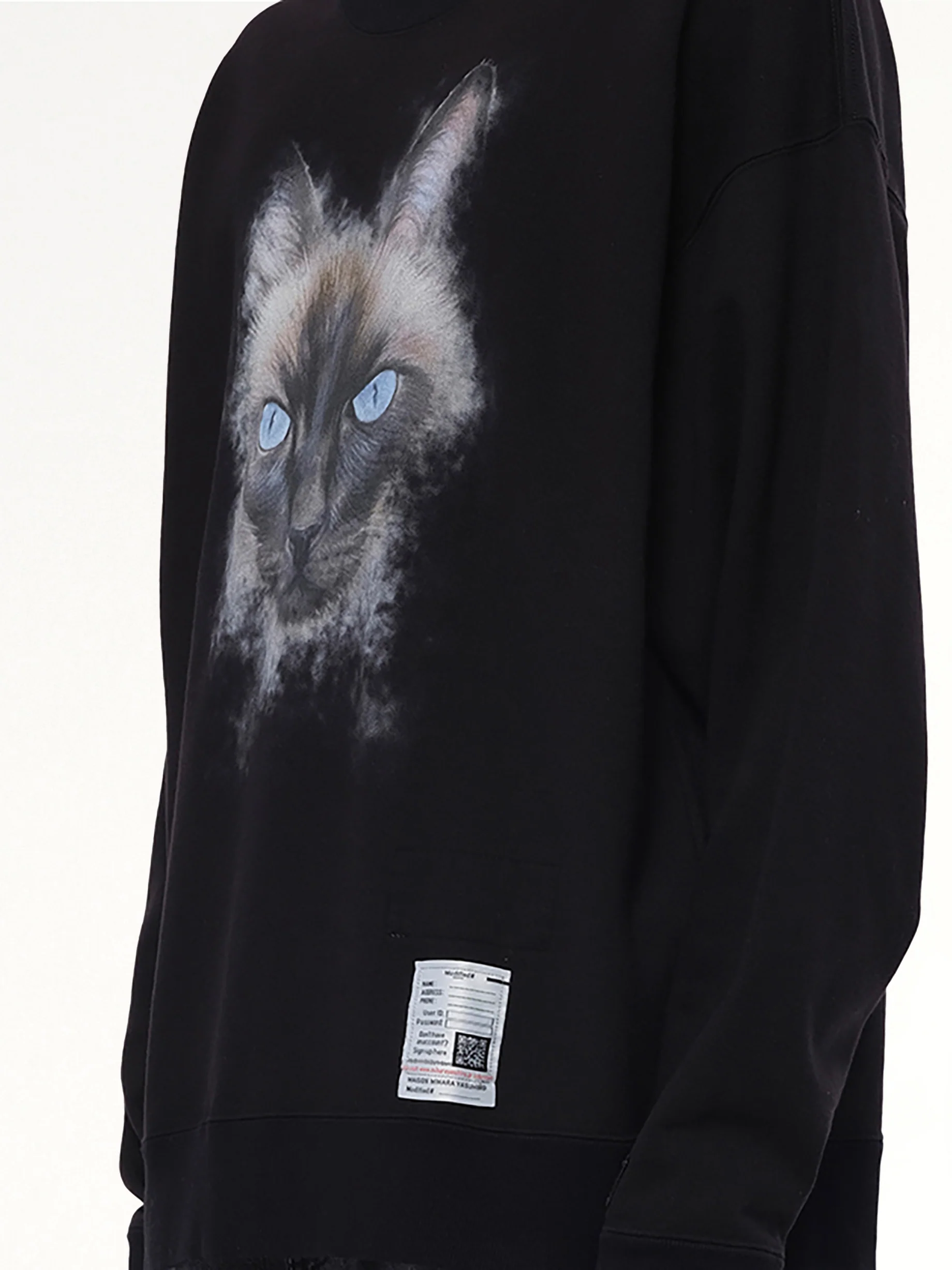 Cat Printed Pullover in Black - Image 3
