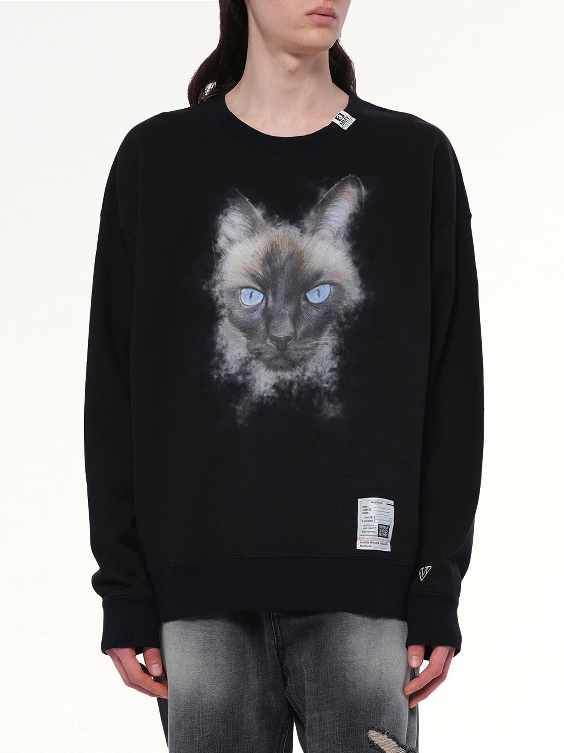 Cat Printed Pullover in Black - Image 6