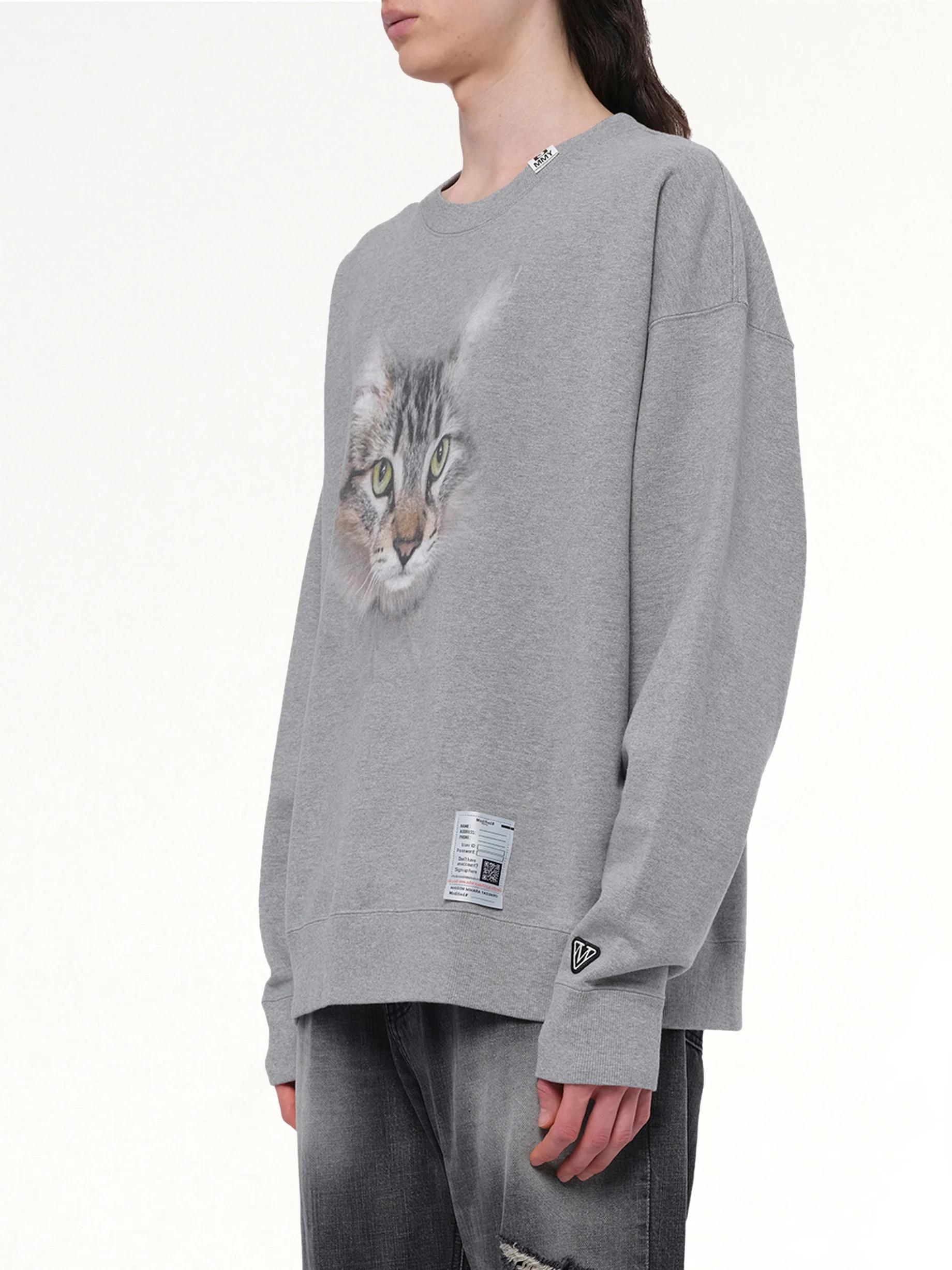 Cat Printed Pullover in Gray - Image 6