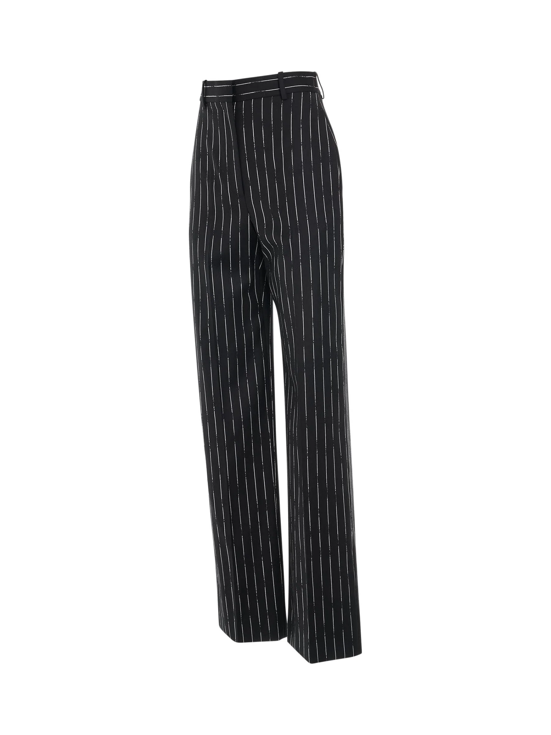 Certified Broken Stripe Wool Pants in Black - Image 2