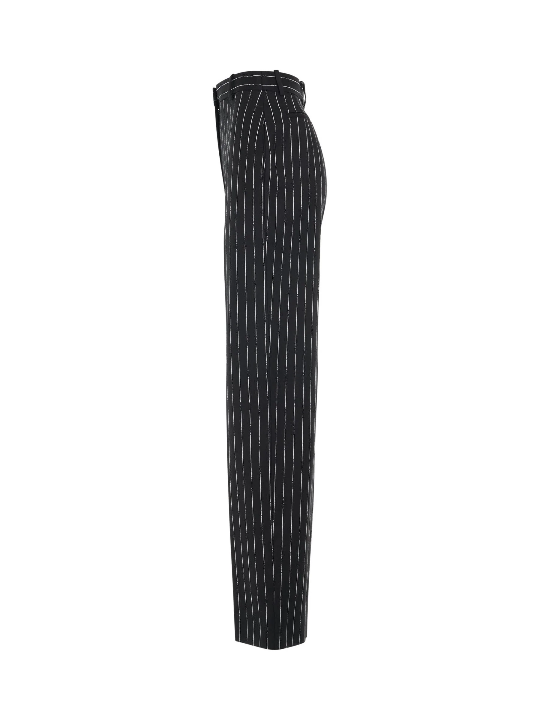 Certified Broken Stripe Wool Pants in Black - Image 3