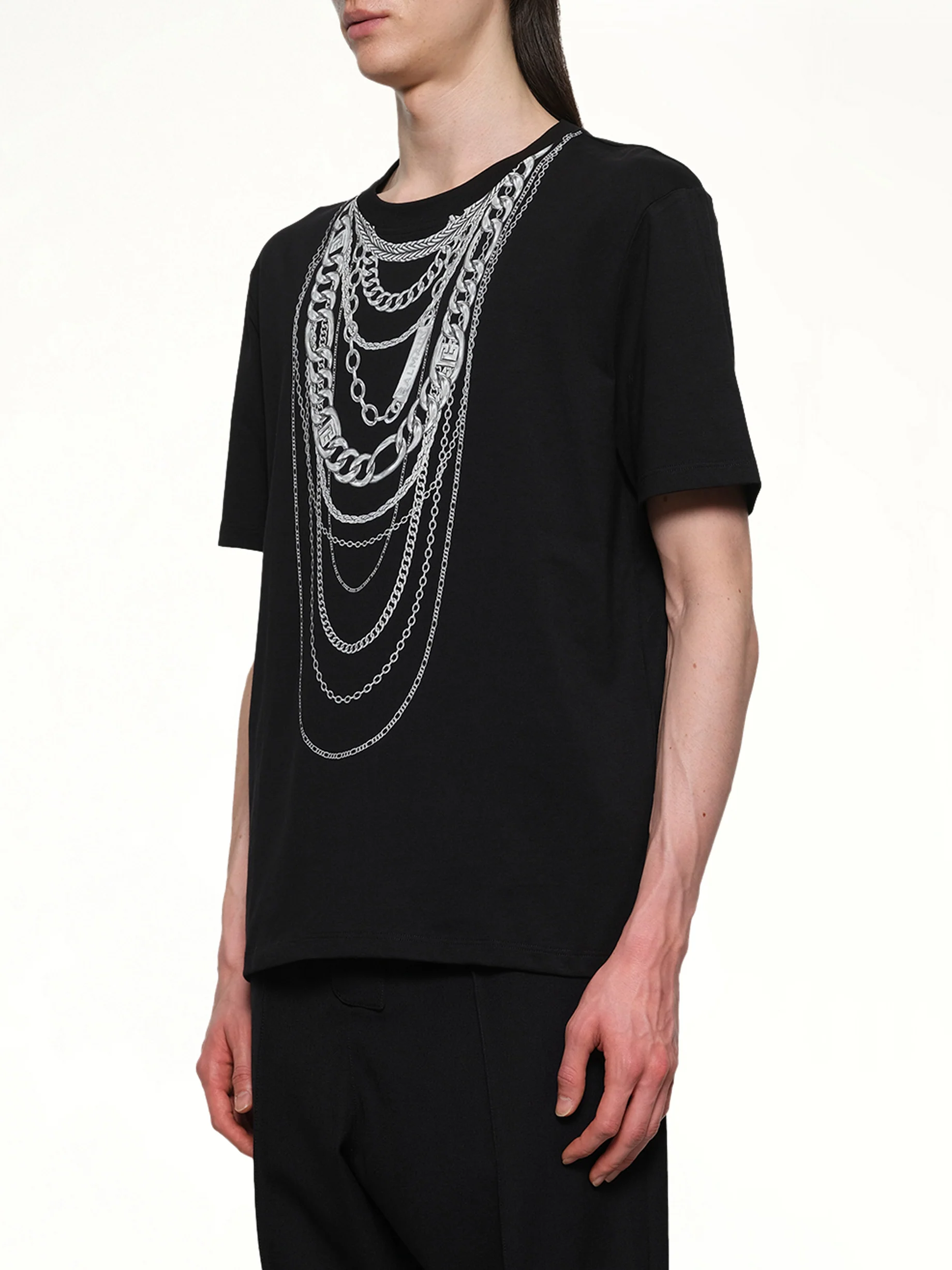 Chain Trompe L'Oeil T-Shirt in Black/White - Image 3