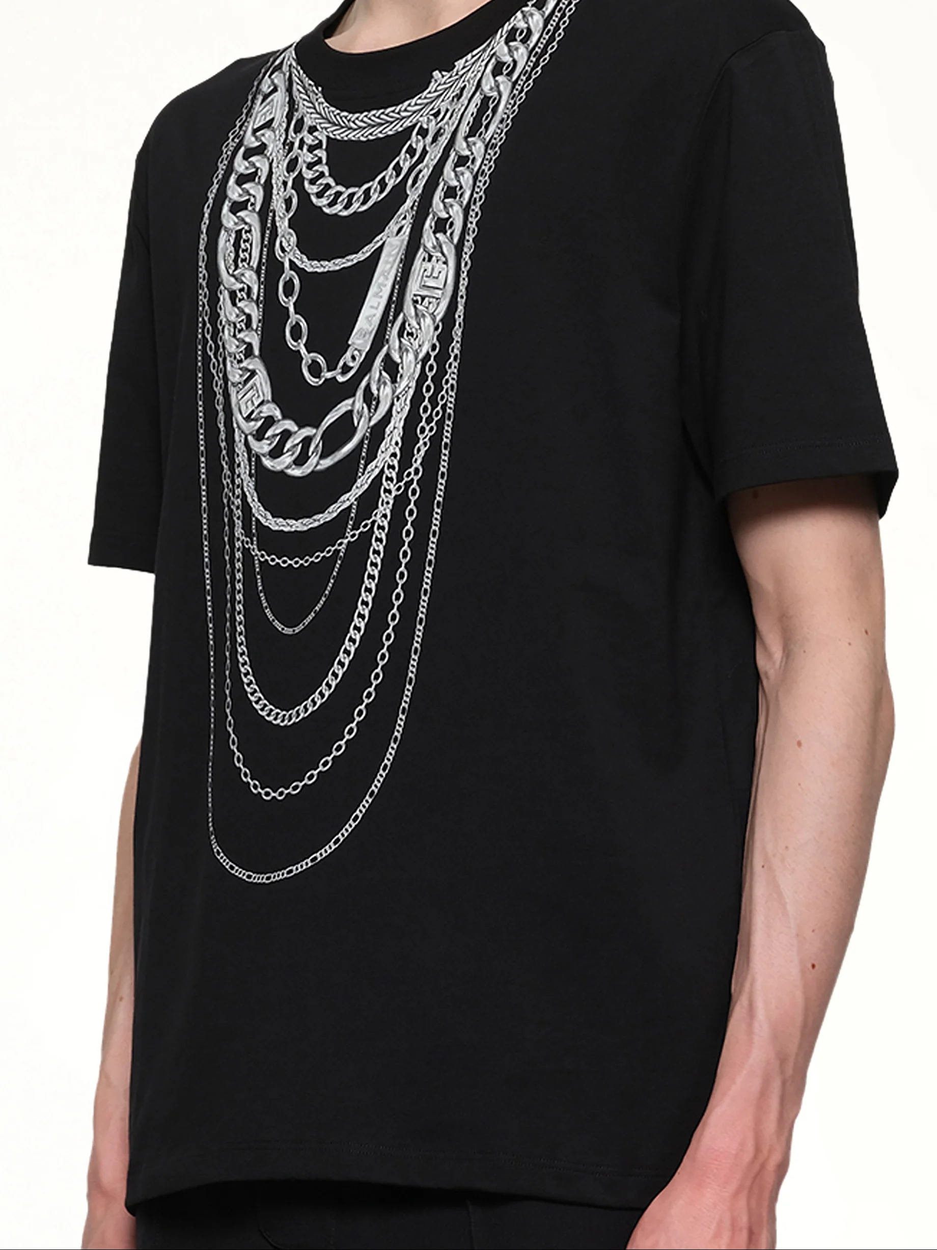 Chain Trompe L'Oeil T-Shirt in Black/White - Image 6