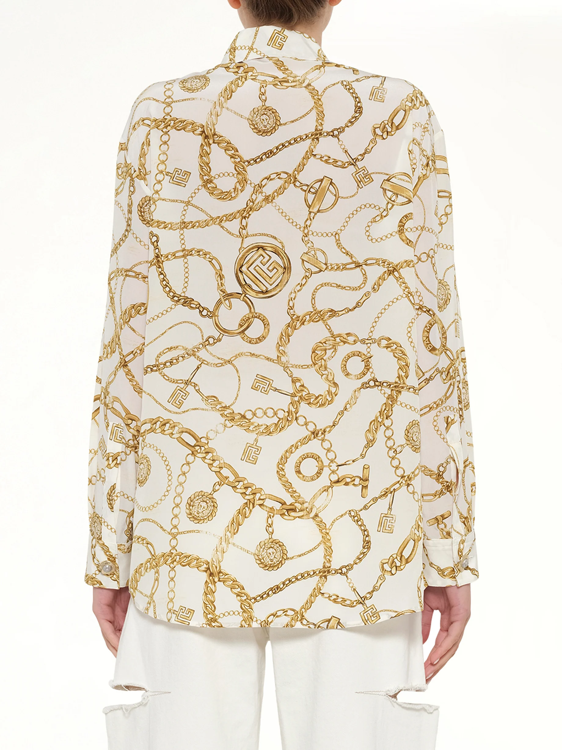 Chains Printed T-Shirt in White/Gold - Image 5