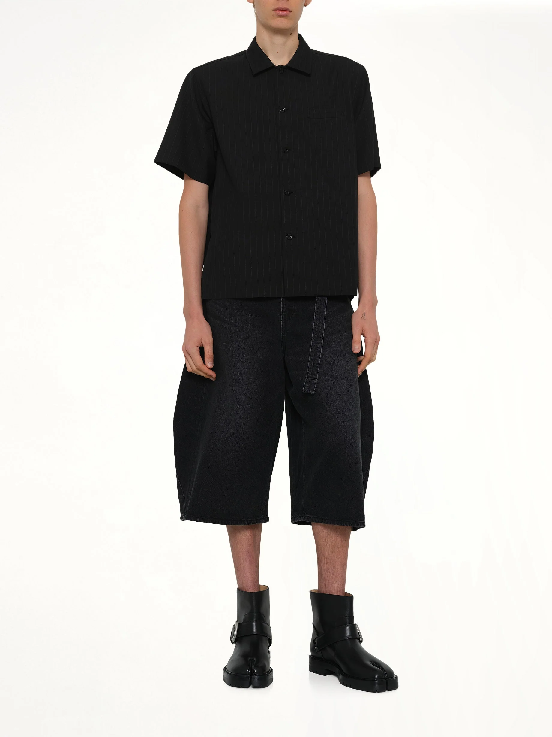 Chalk Stripe Shirt in Black - Image 4