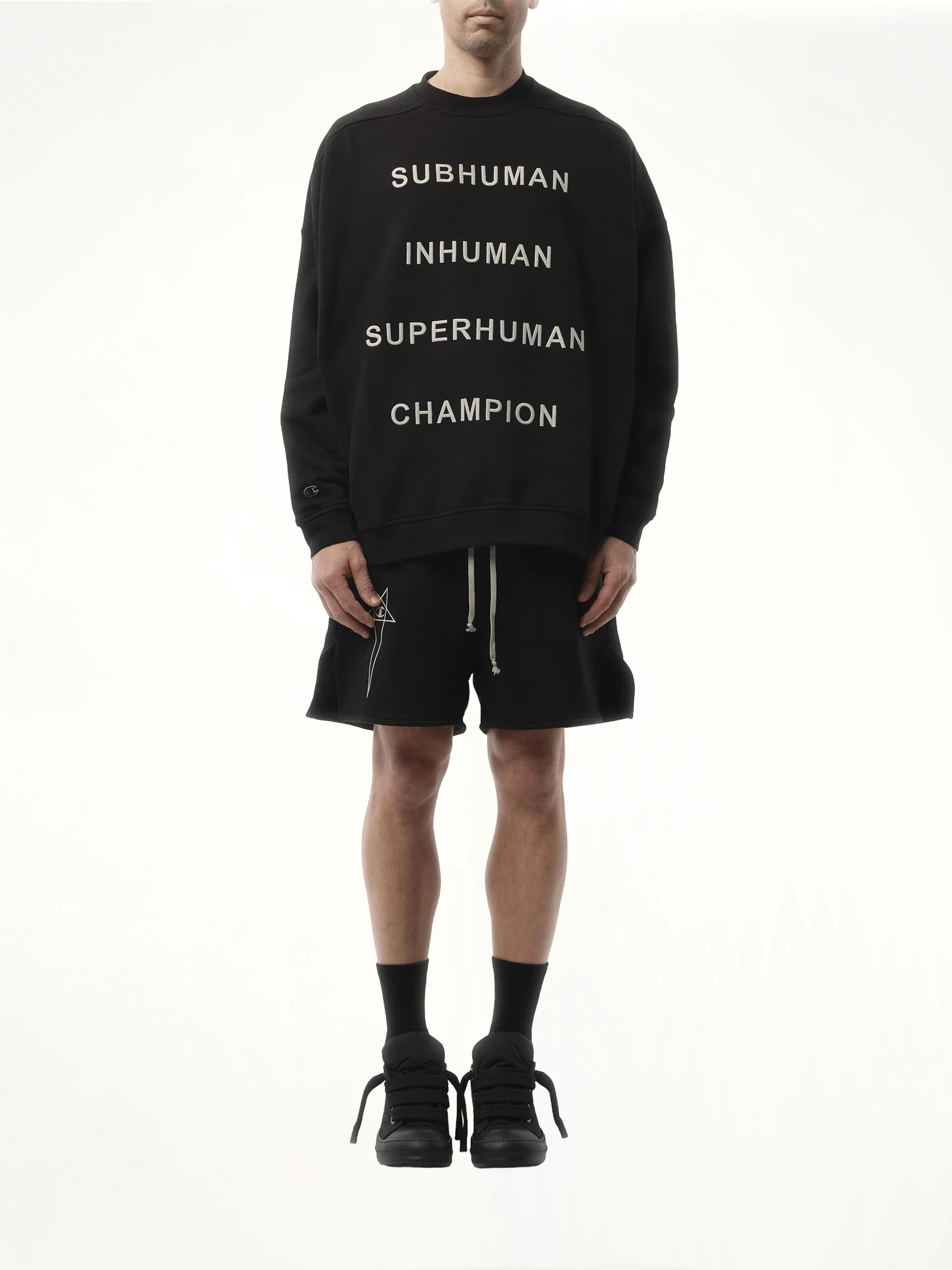 Champion x DRKSHDW Jumbo Sweatshirt in Black - Image 4