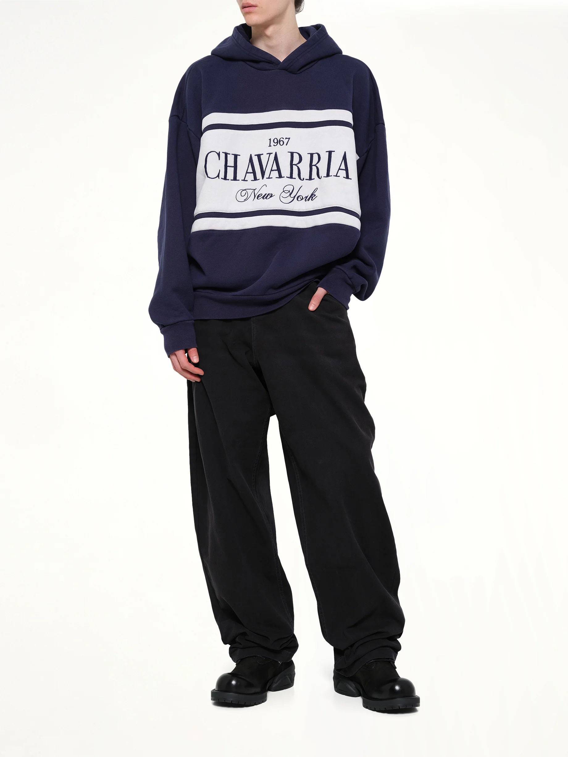 Chavarria Stripe Gilroy Hoodie in Peacoat - Image 4