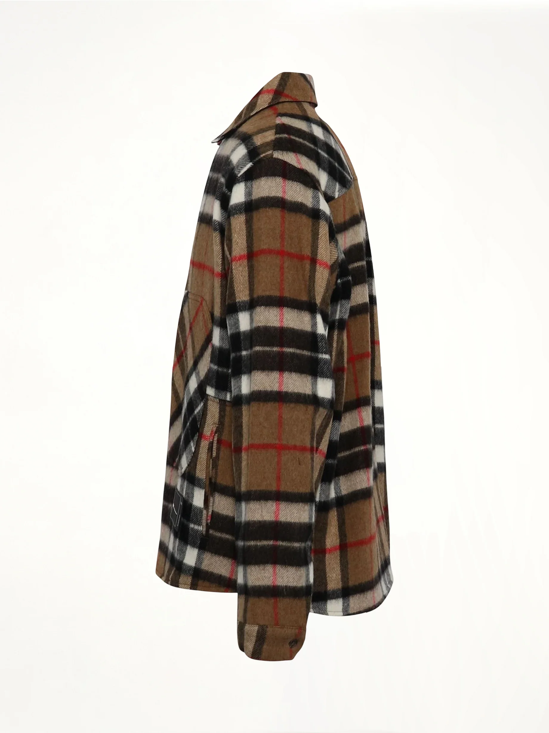 Check Anorak Wool Shirt in Camel - Image 3