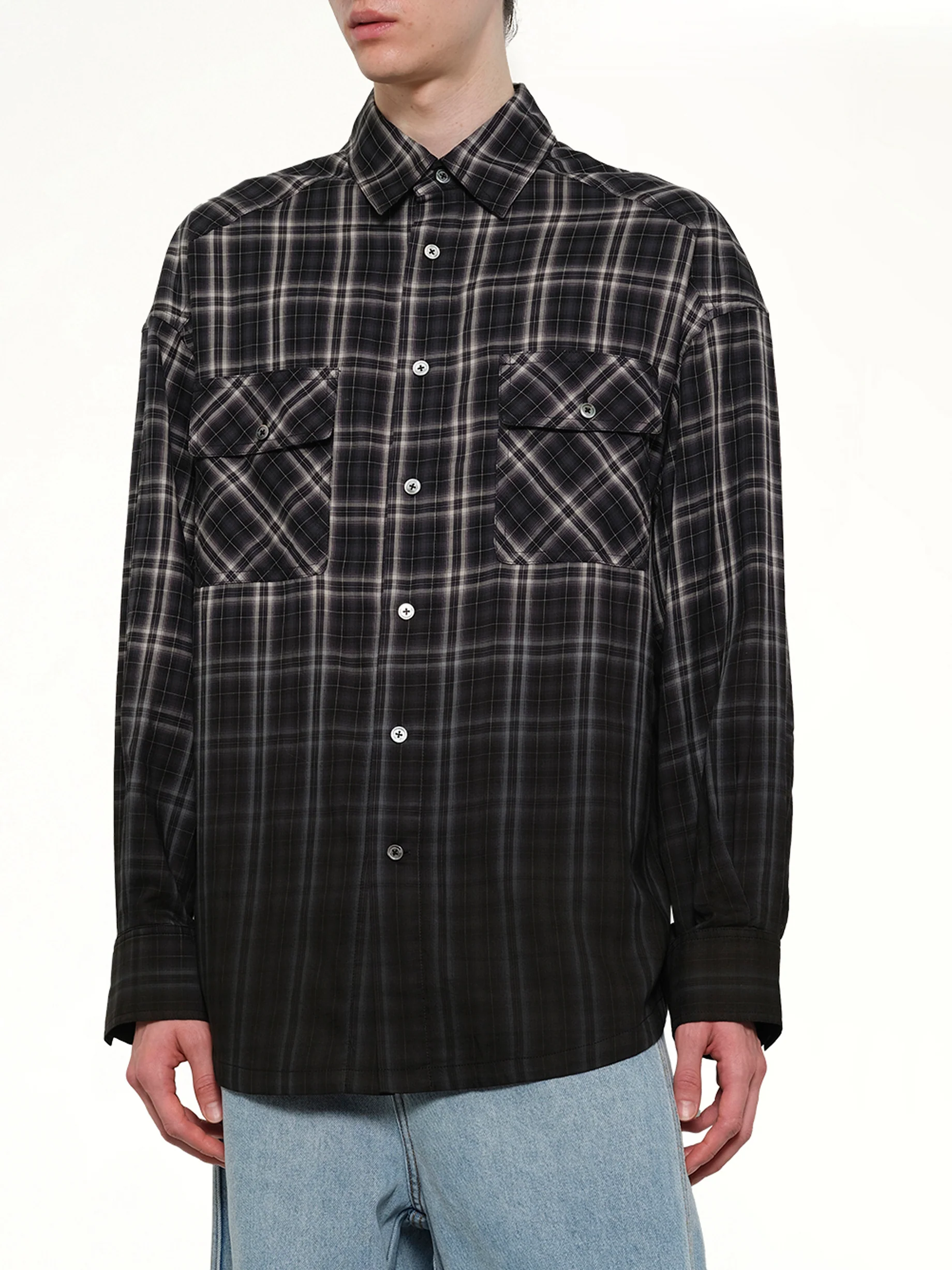 Check Workwear Shirt in Black - Image 6
