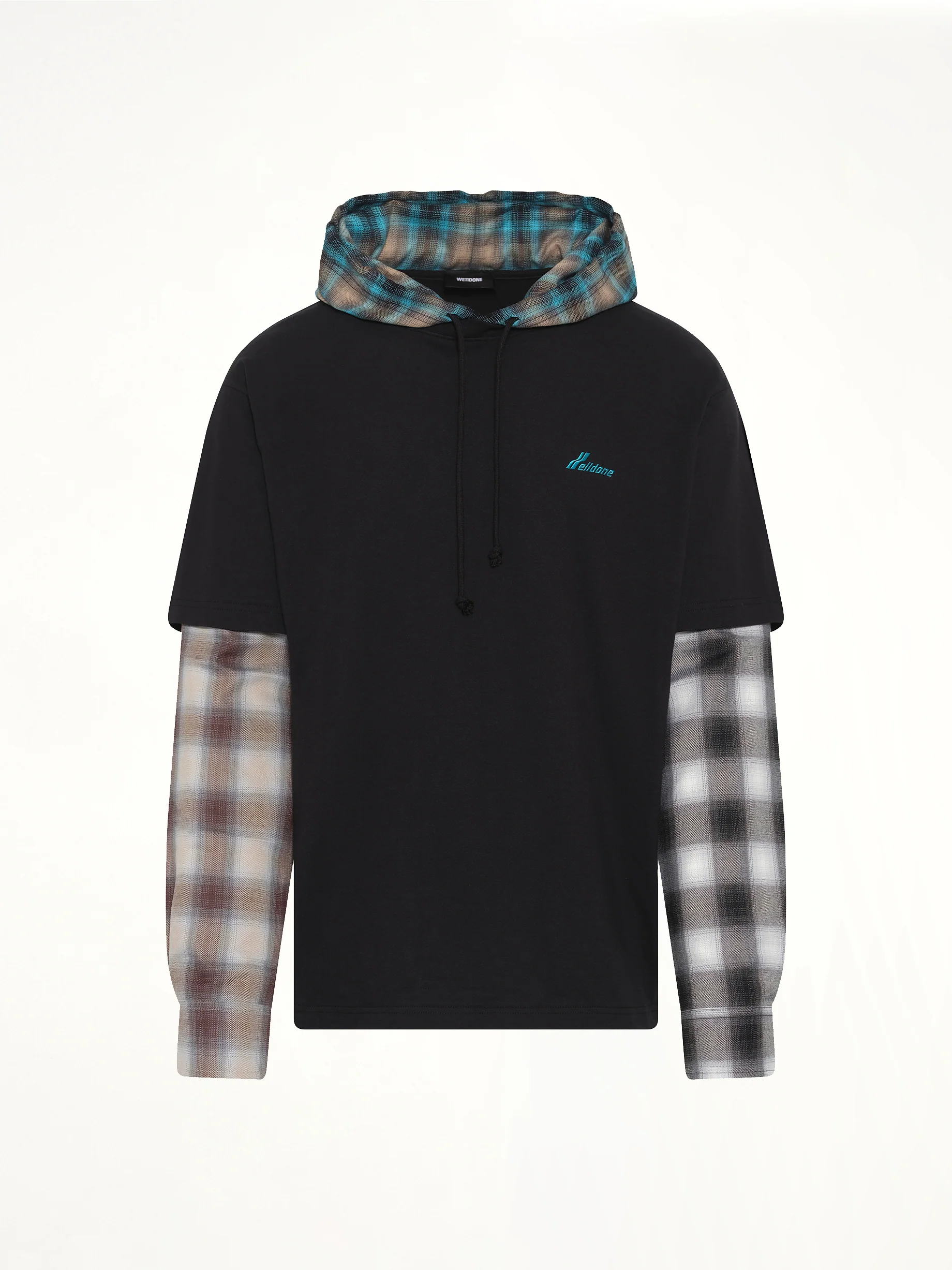 Checkered Patch Long-Sleeved T-Shirt in Black - Image 2
