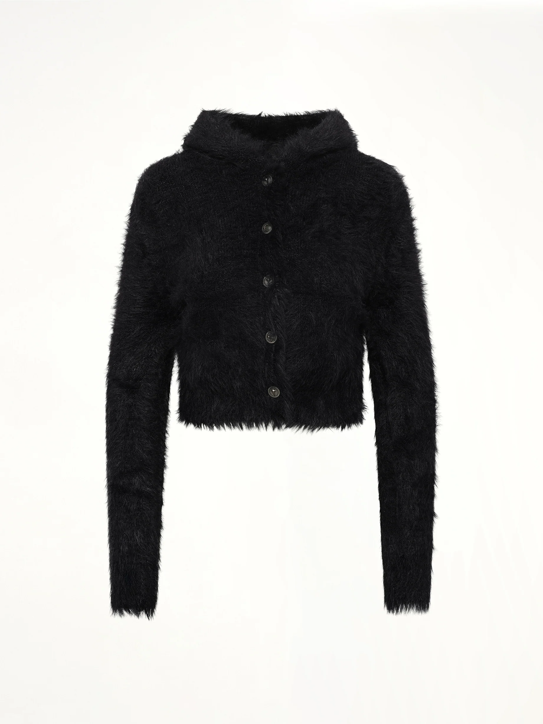 Chimera Fur Hooded Button Up in Black - Image 2
