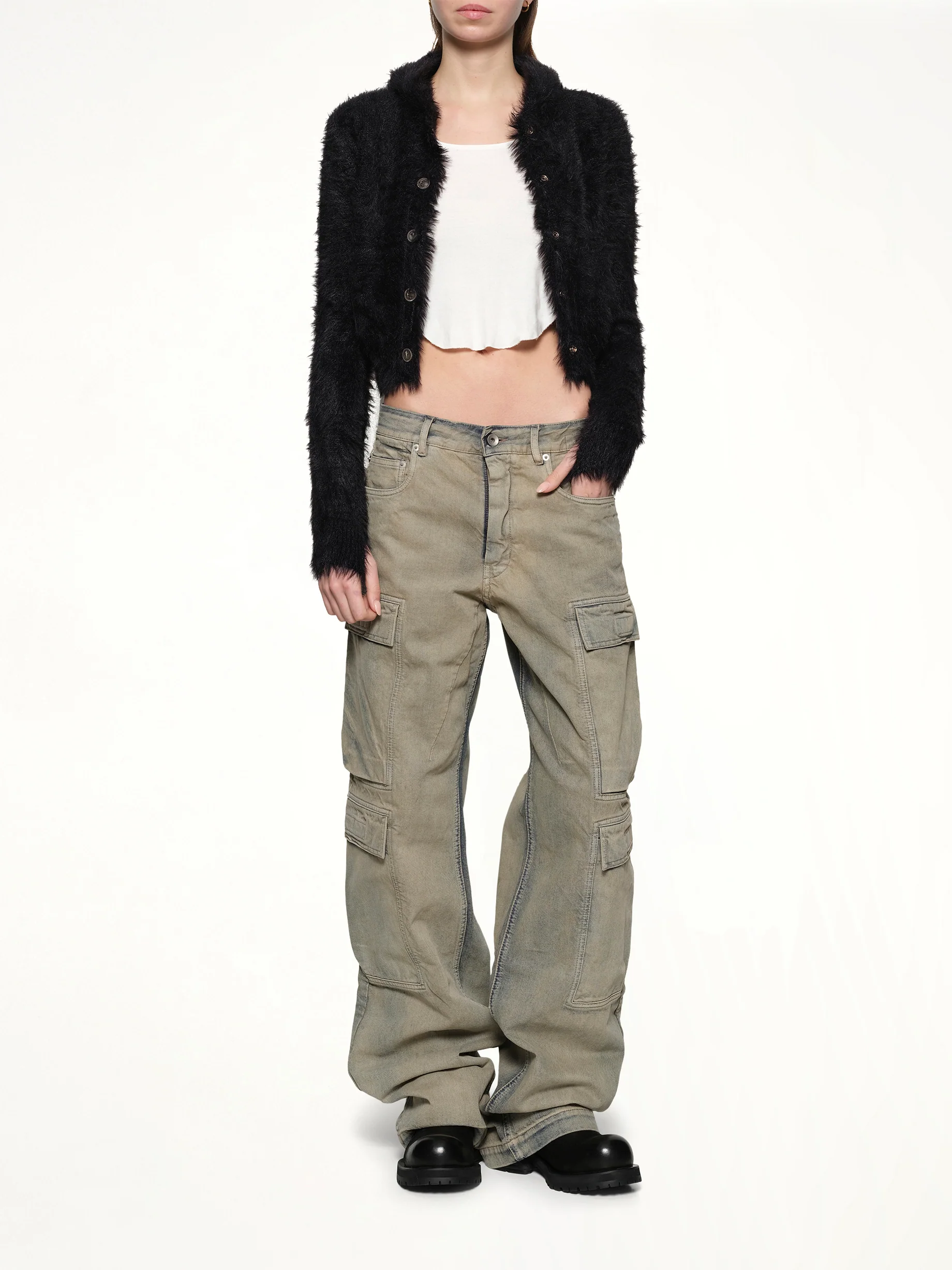 Chimera Fur Hooded Button Up in Black - Image 4