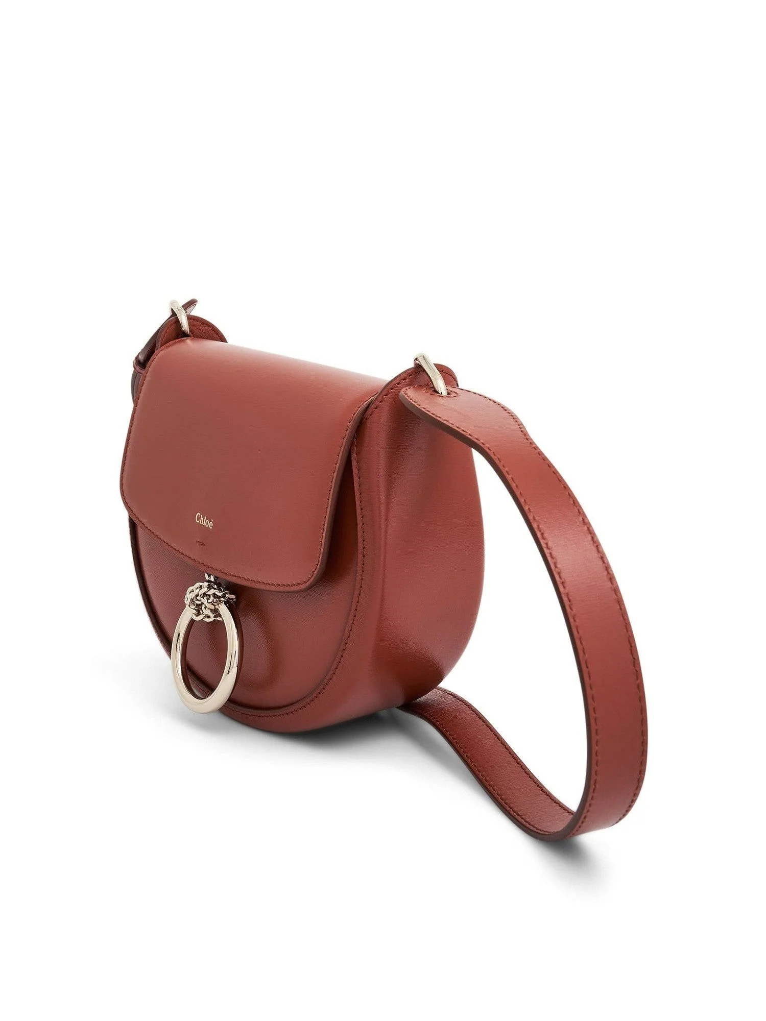 Chloe Arlene Crossbody Bag with Metal details in Leather in Autum Leaf - Image 4