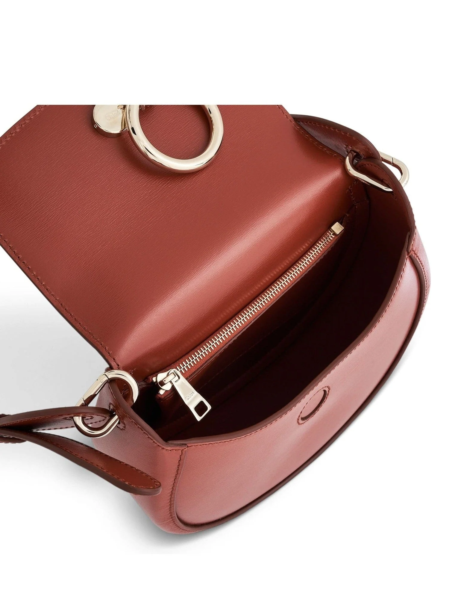 Chloe Arlene Crossbody Bag with Metal details in Leather in Autum Leaf - Image 5