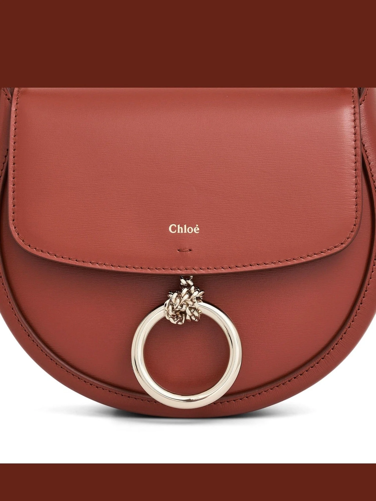 Chloe Arlene Crossbody Bag with Metal details in Leather in Autum Leaf - Image 6