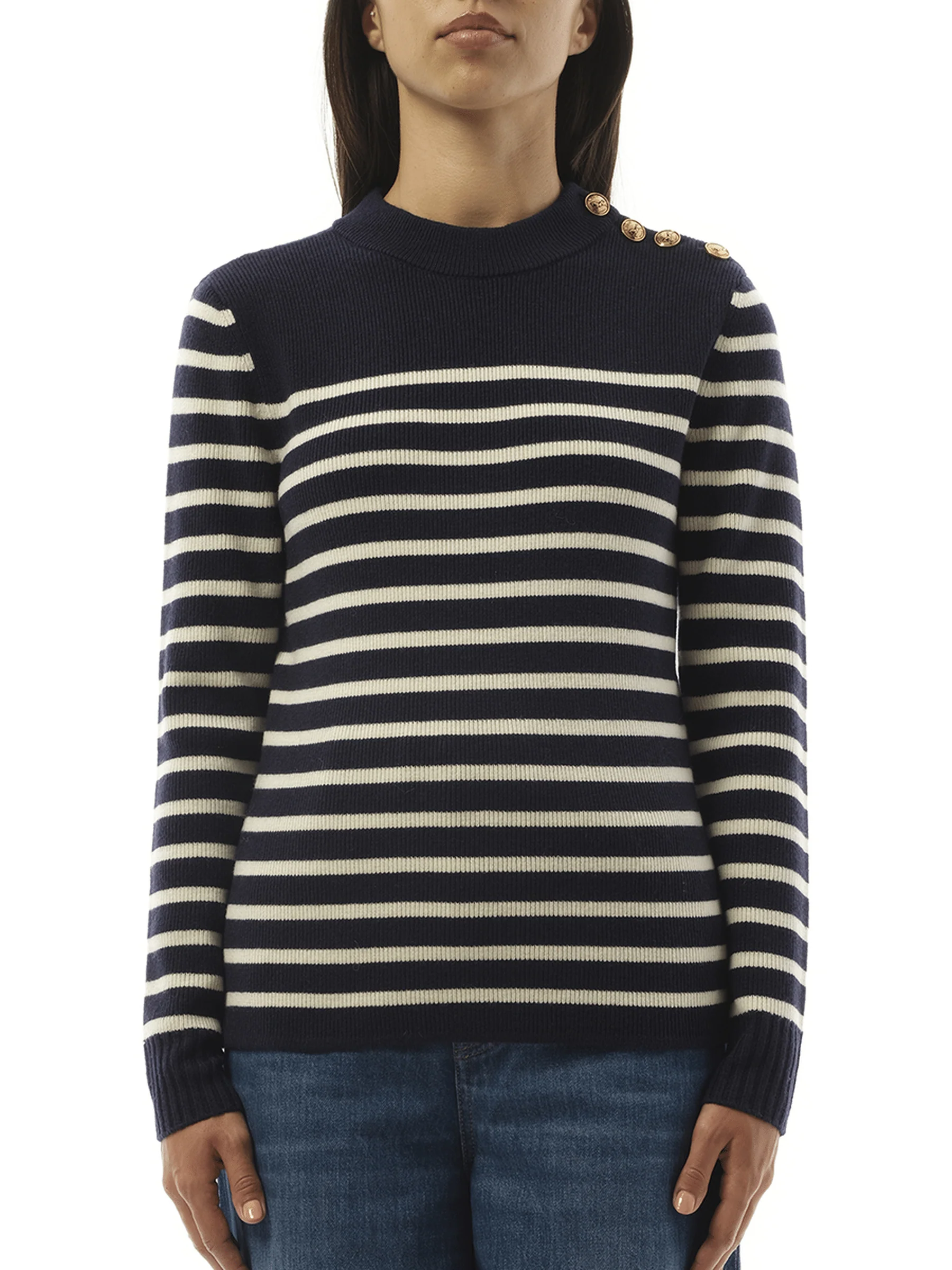 Chloe Mariniere Sweater in Blue/White