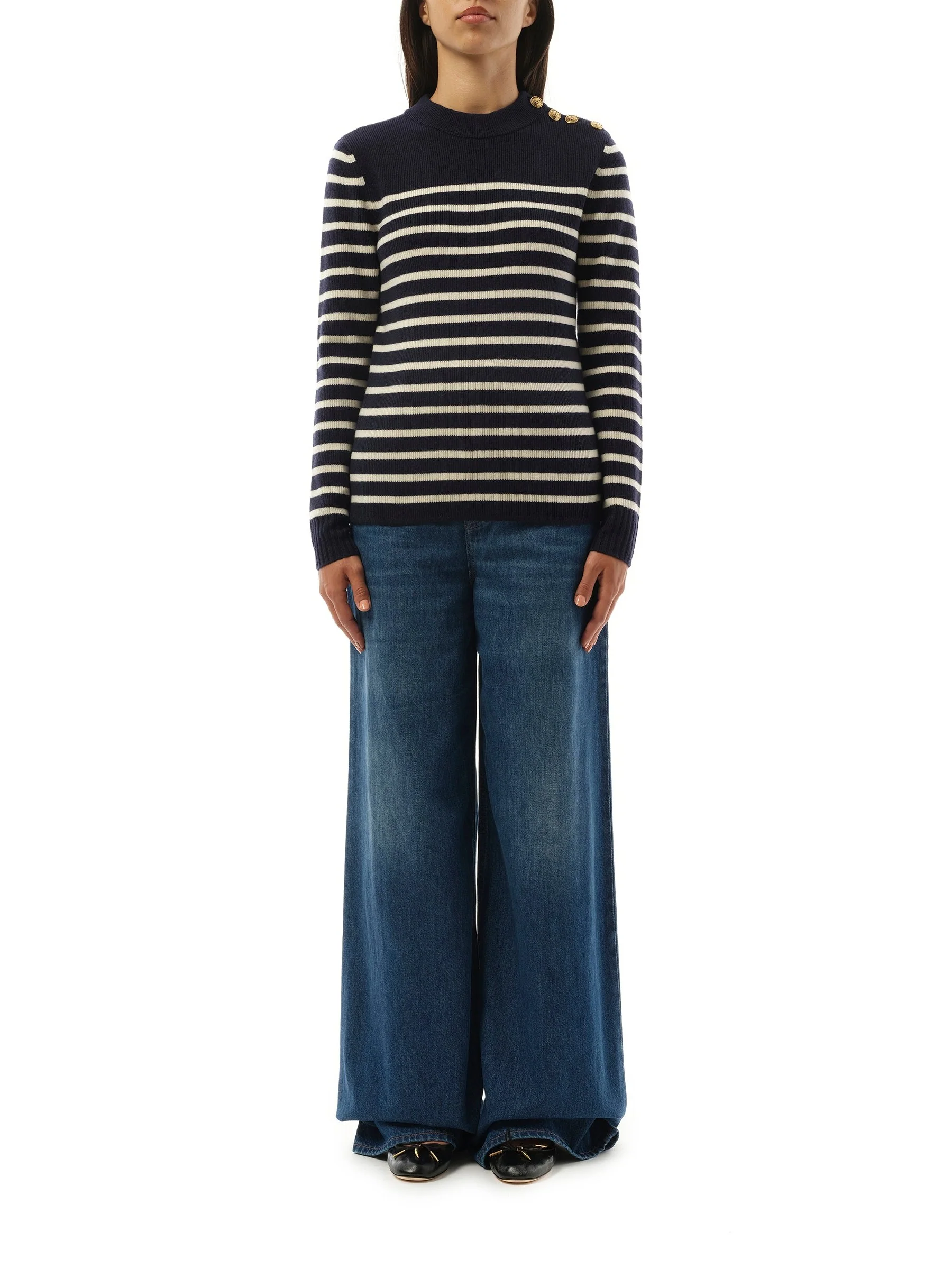 Chloe Mariniere Sweater in Blue/White - Image 4