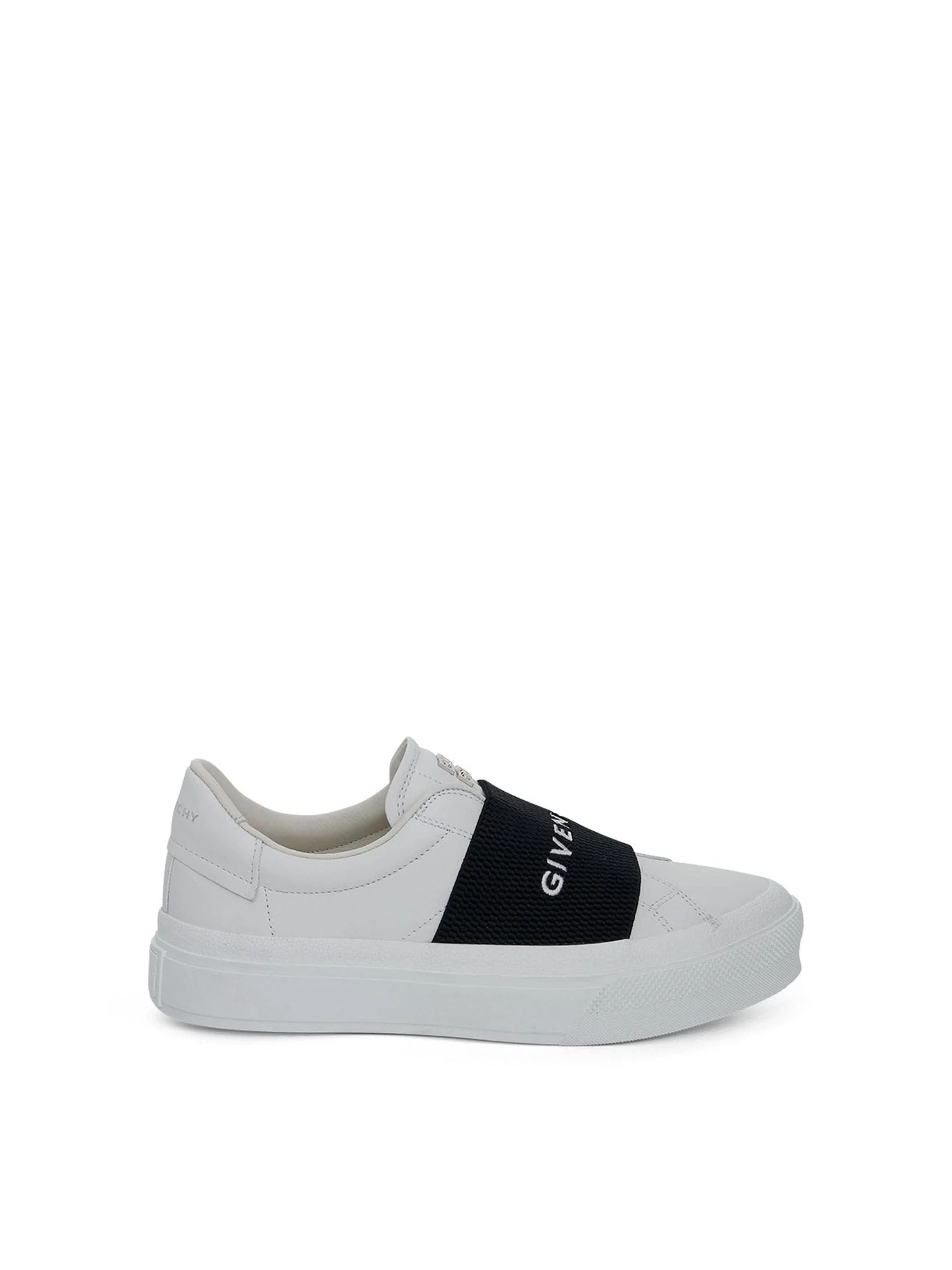 City Court Elastic Band Sneakers in White/Black