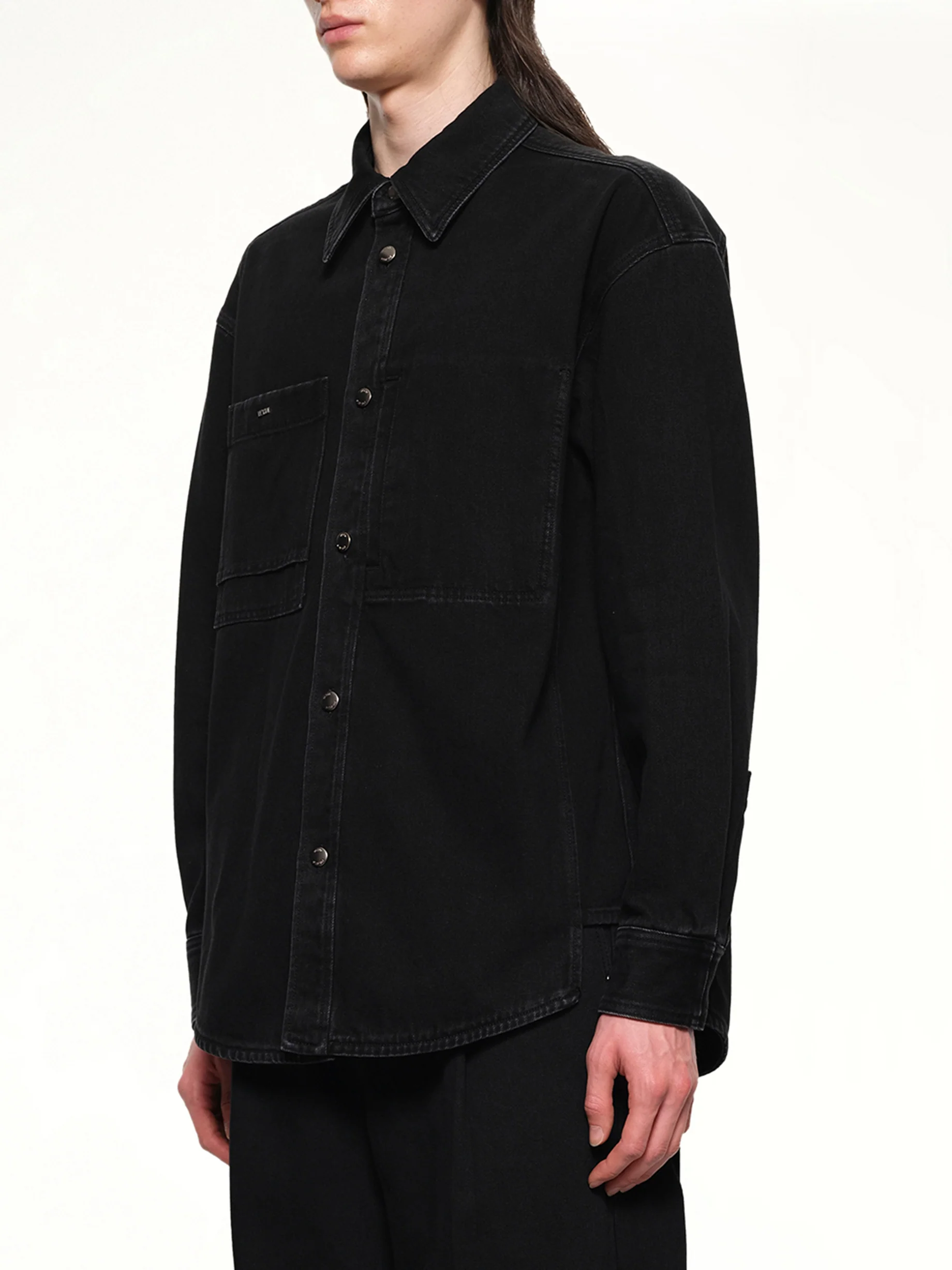 City Graphic Denim Shirt in Black - Image 3