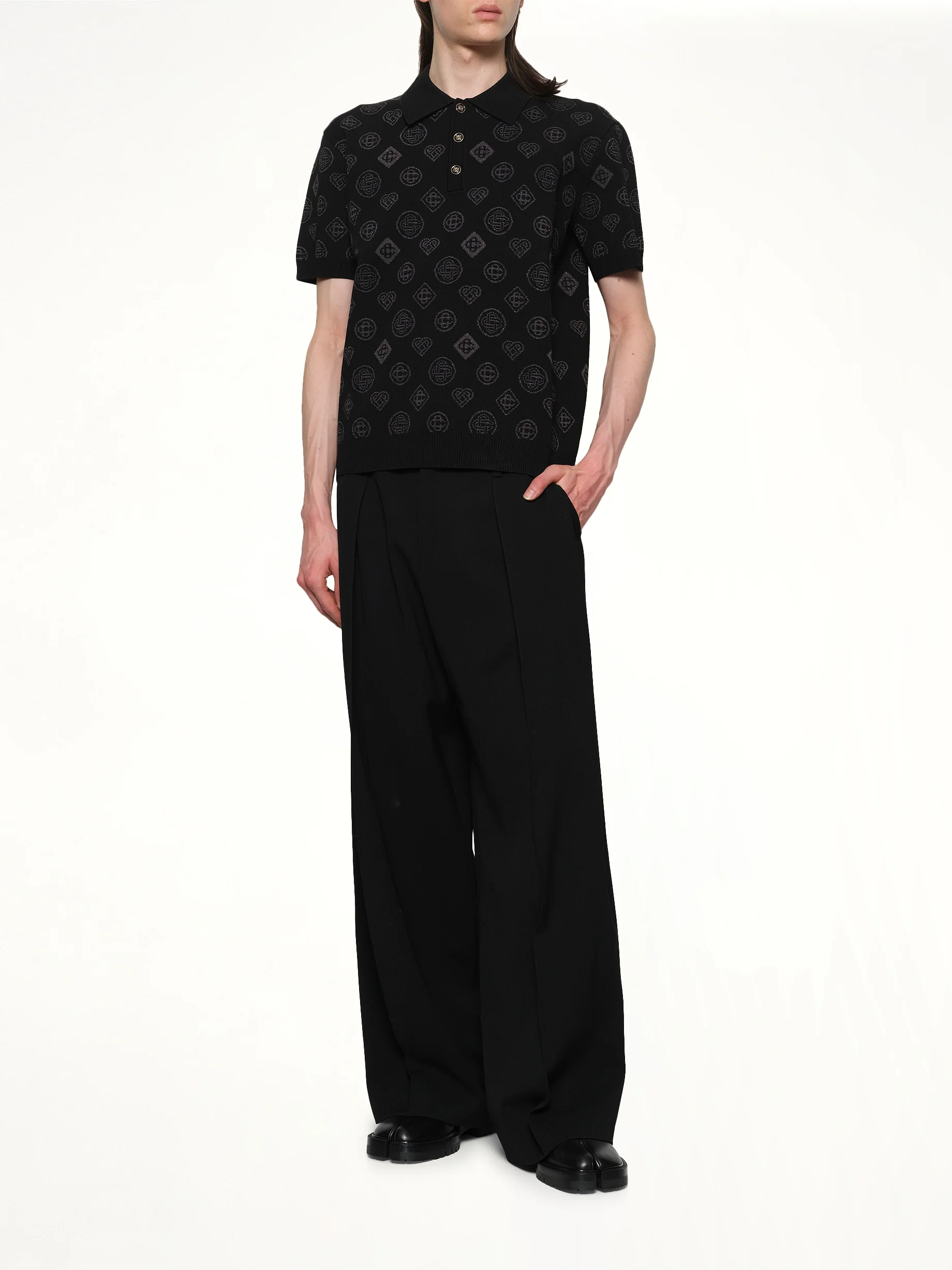 City Jacquard Polo in Black - Image 4