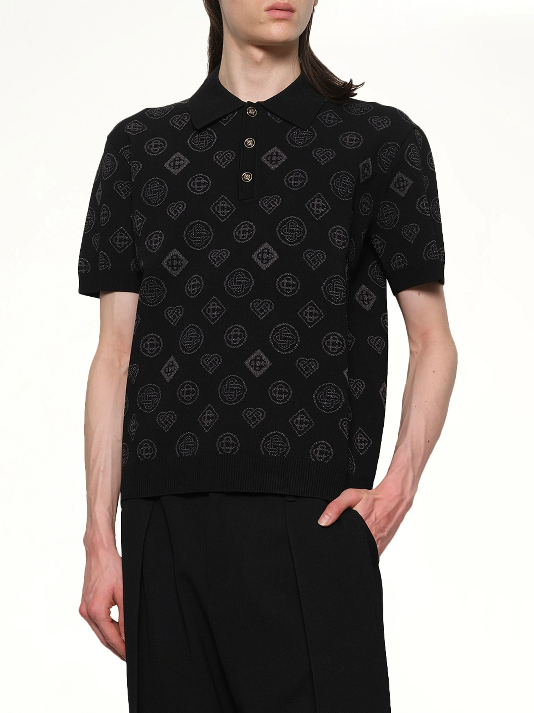 City Jacquard Polo in Black - Image 6