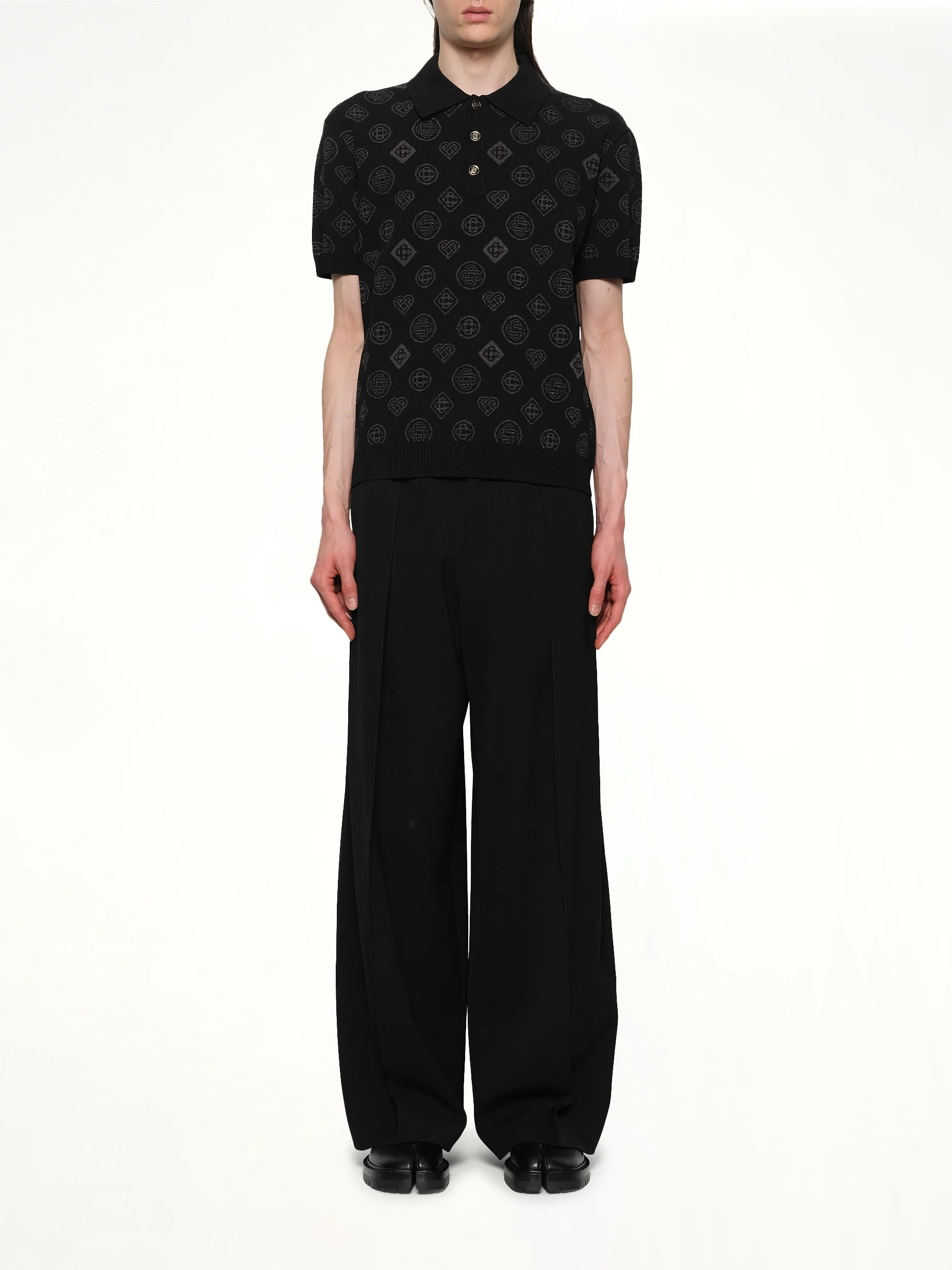 City Jacquard Polo in Black - Image 7