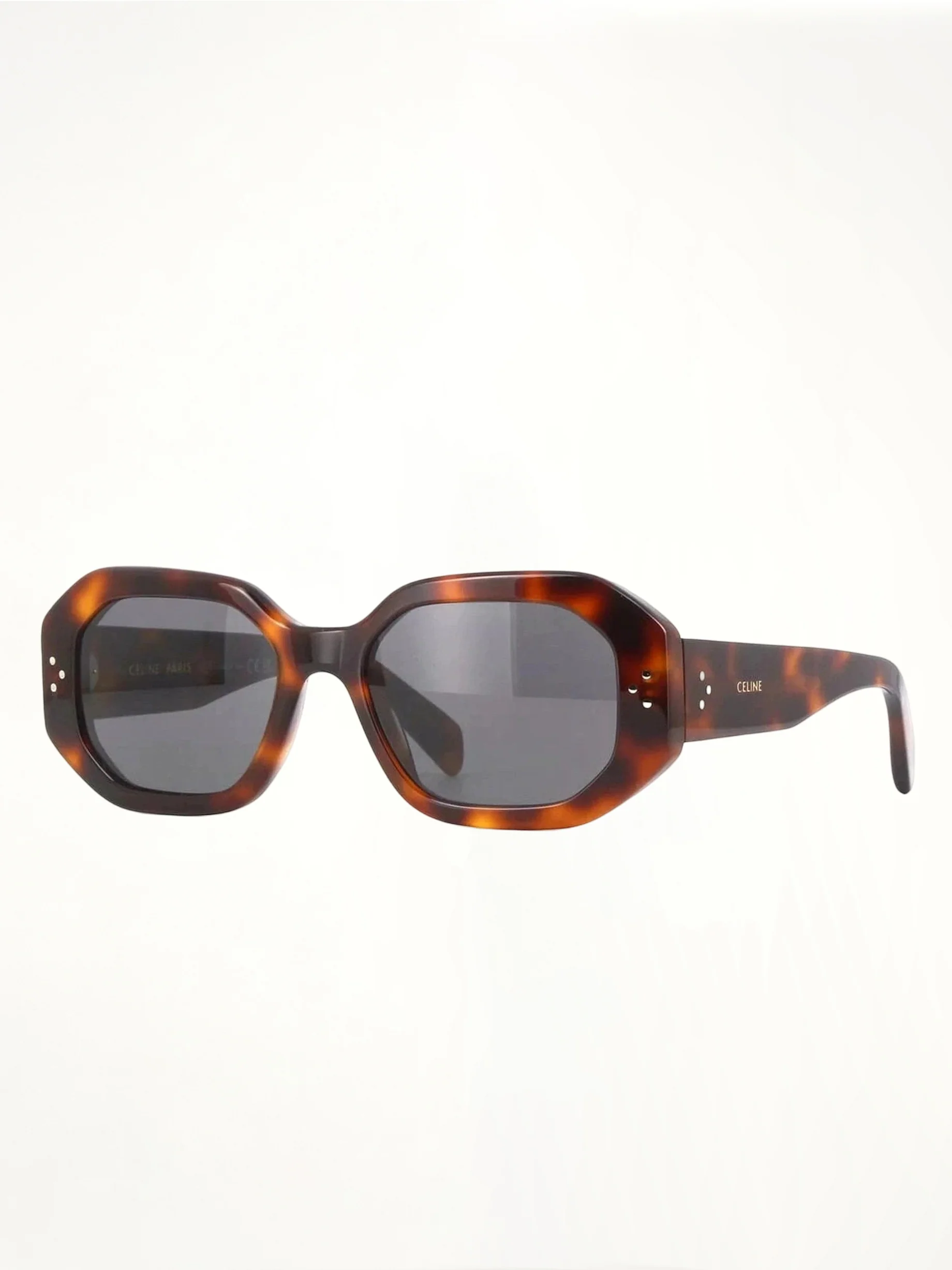 CL40255I Hexagonal Sunglasses in Havana - Image 2