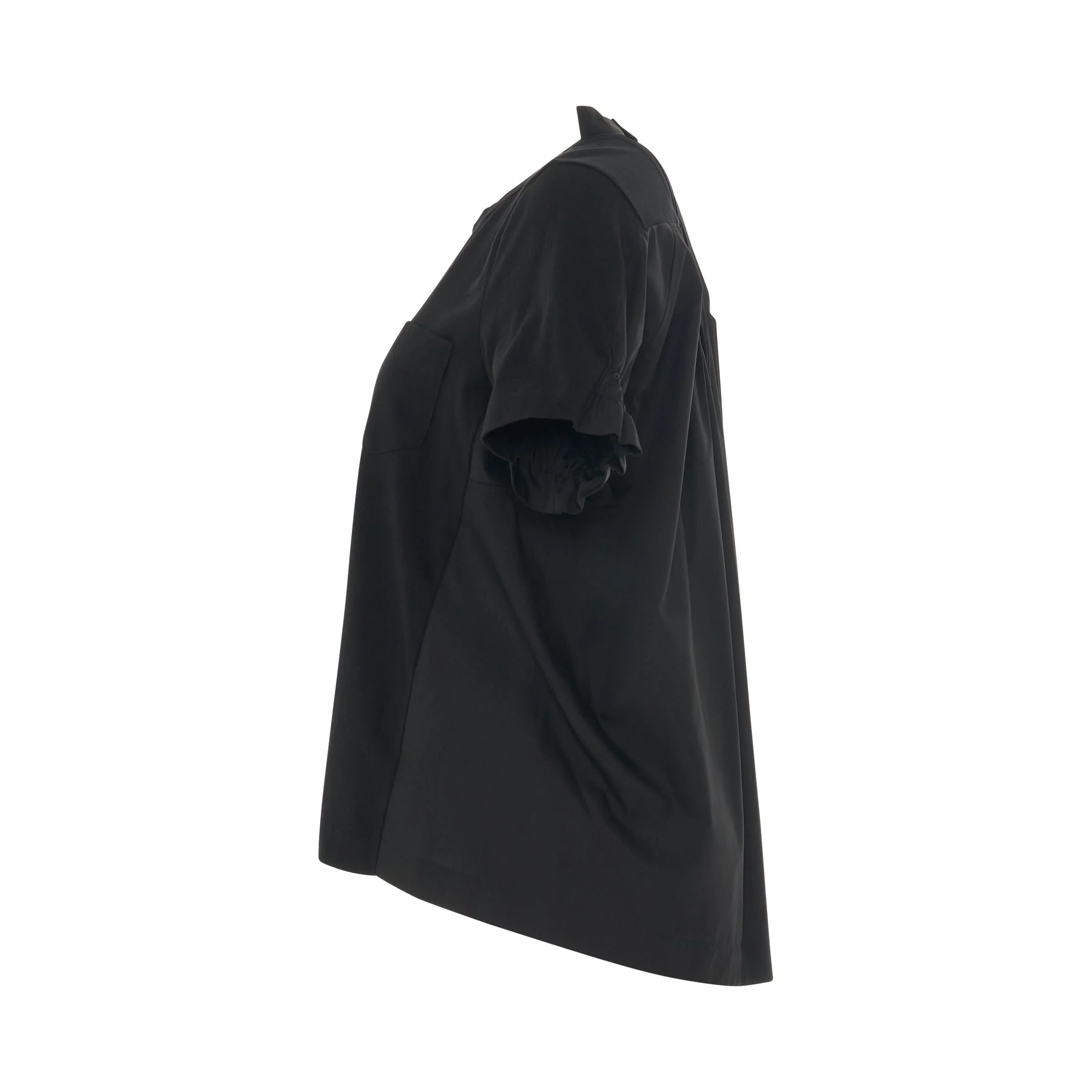 Classic Shirt Pleated Back T-Shirt in Black - Image 3