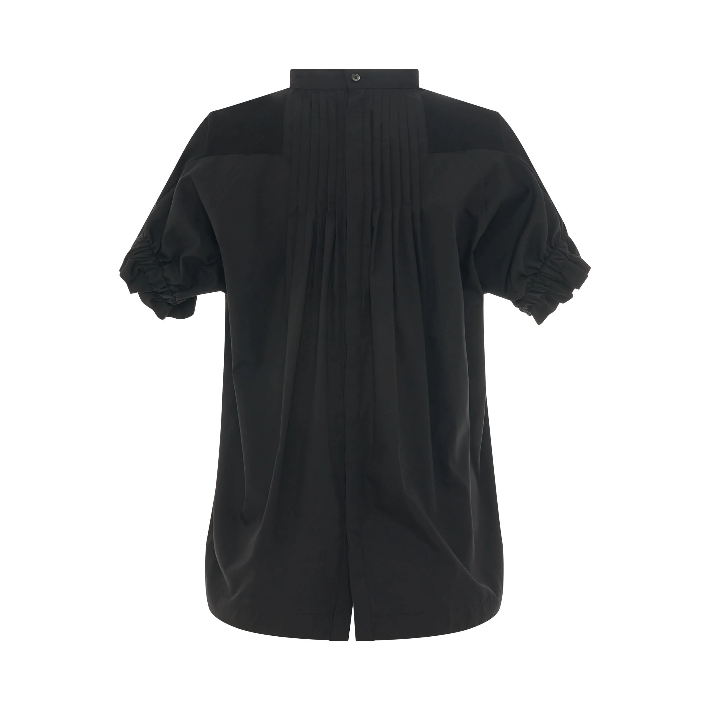 Classic Shirt Pleated Back T-Shirt in Black - Image 4