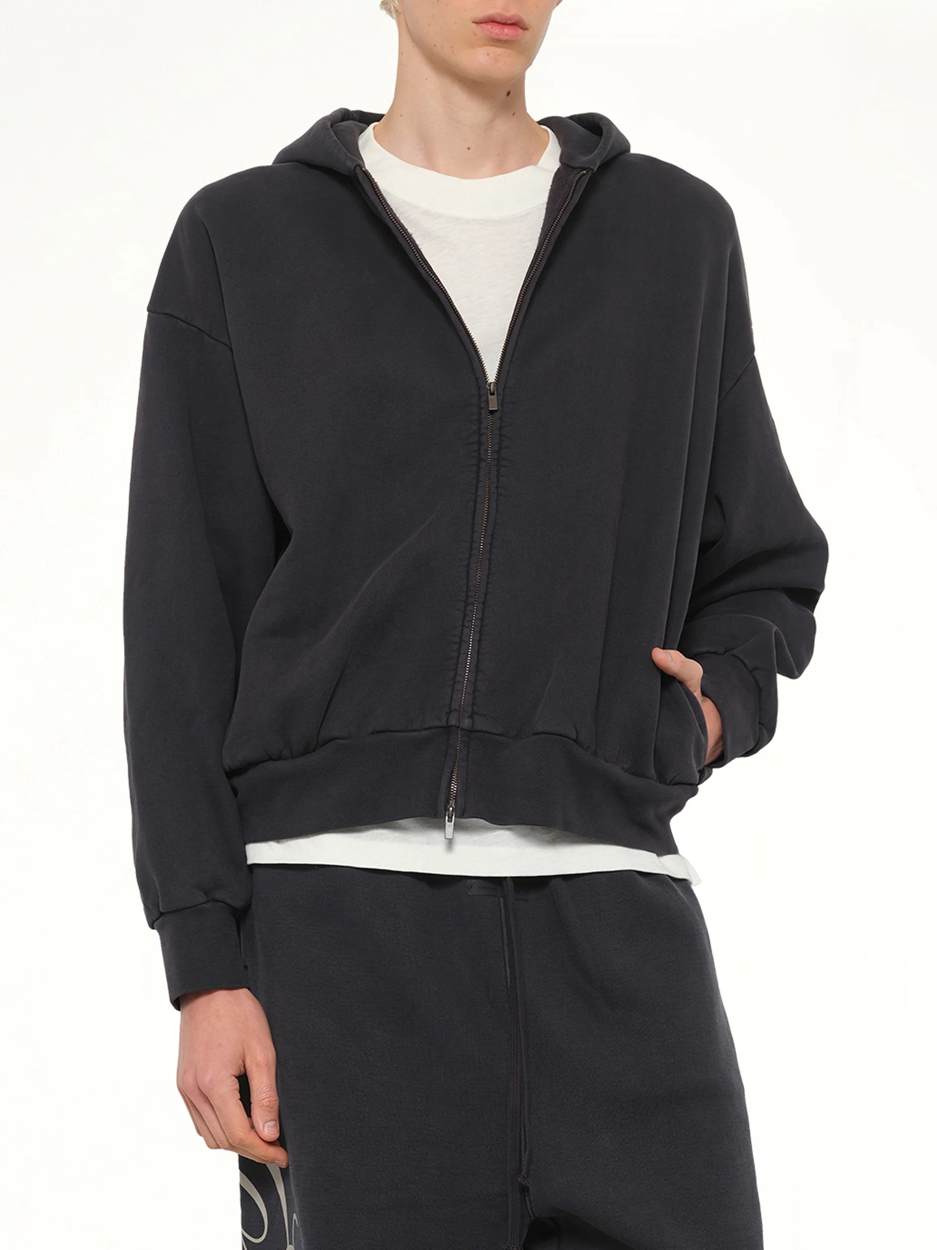 Classic Full Zip Hoodie in Vintage Black - Image 6