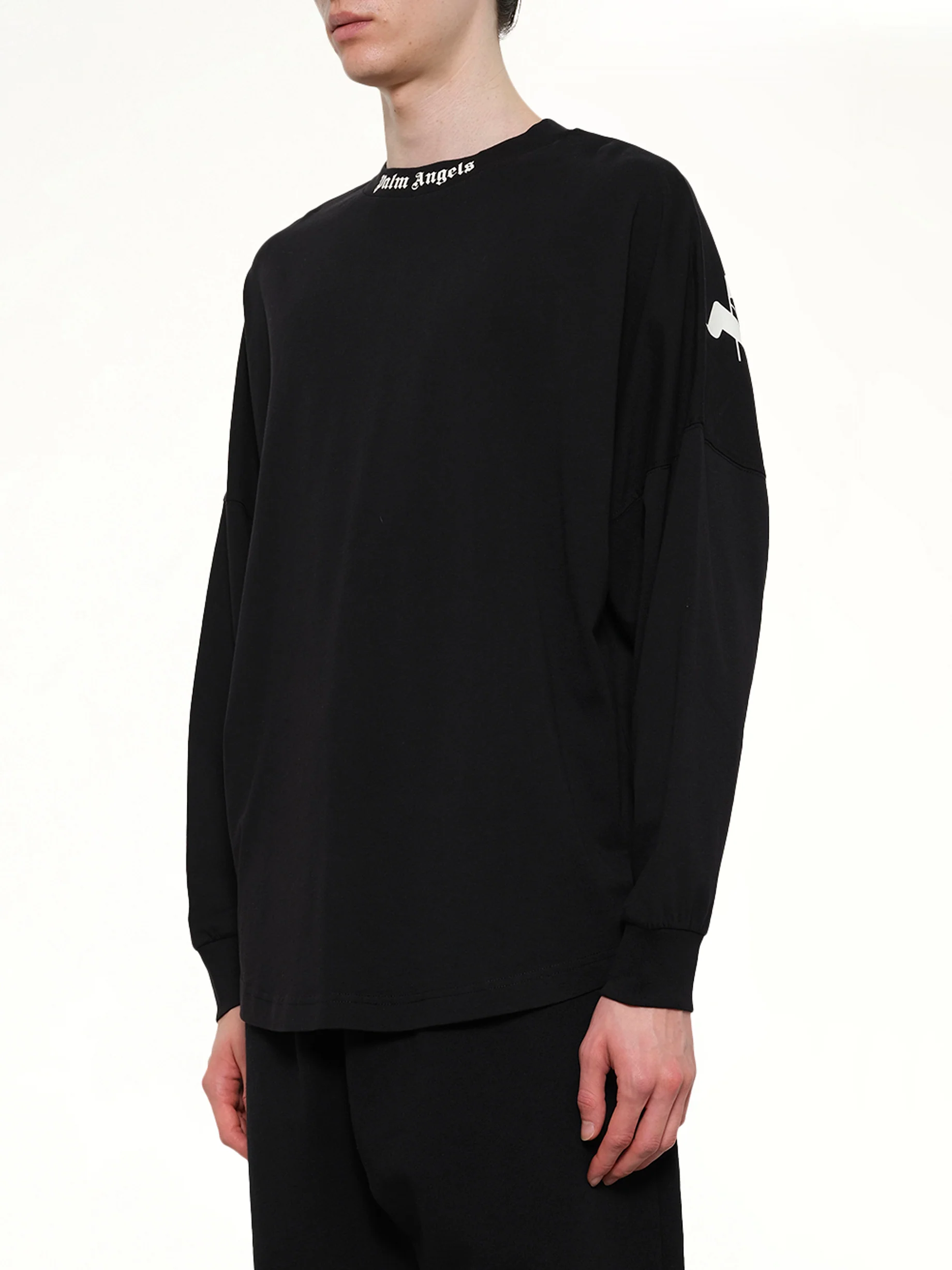 Classic Logo Over T-Shirt L/S in Black/Off White - Image 3