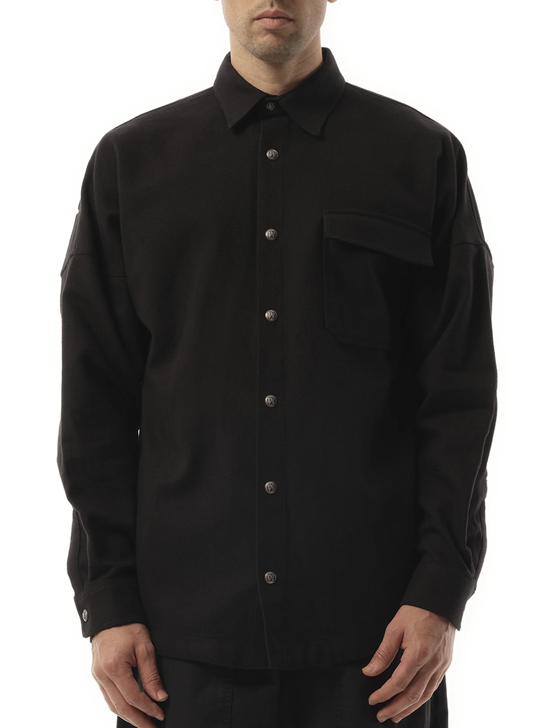 Classic Logo Overshirt in Black/Off White