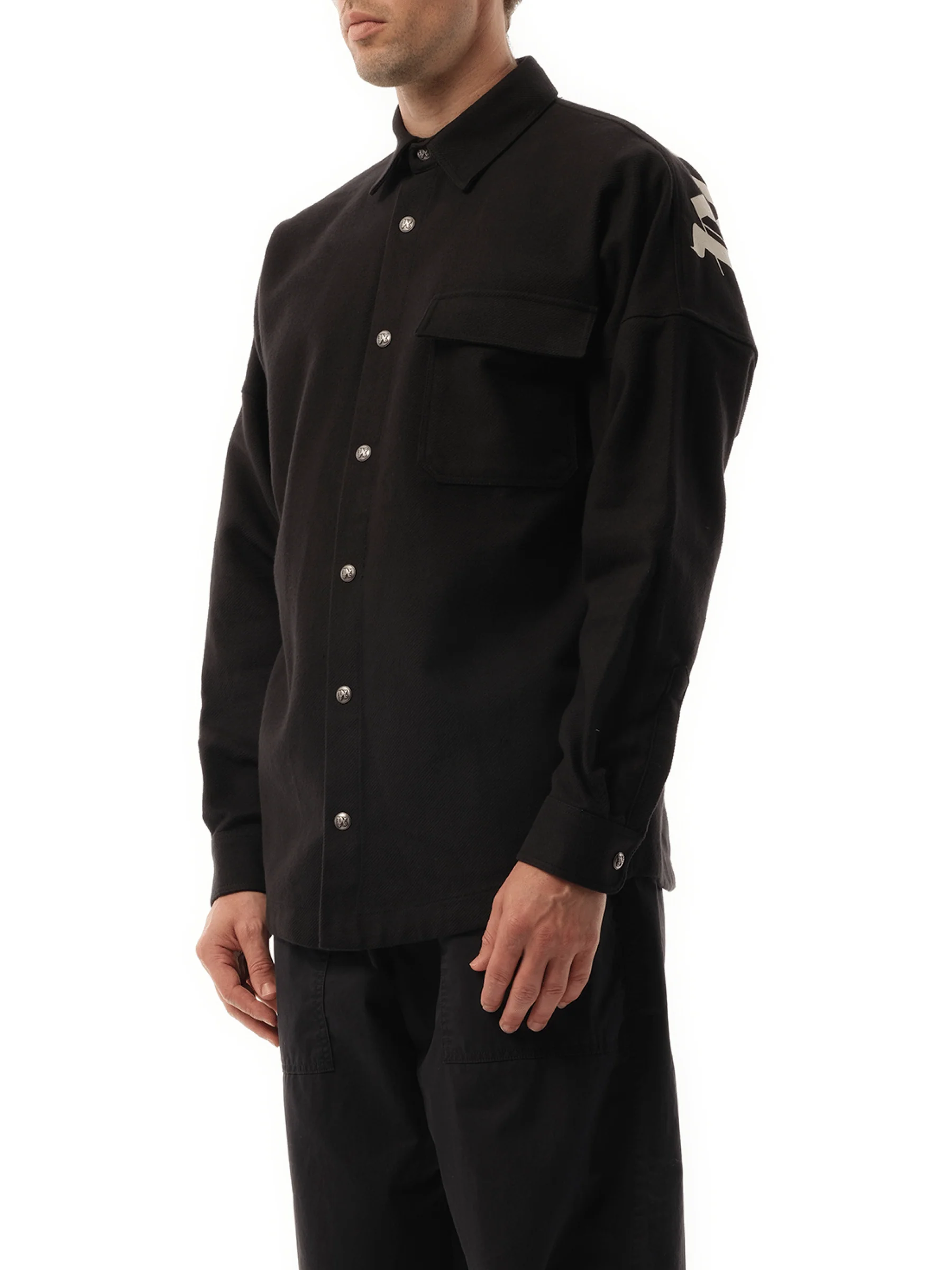 Classic Logo Overshirt in Black/Off White - Image 5