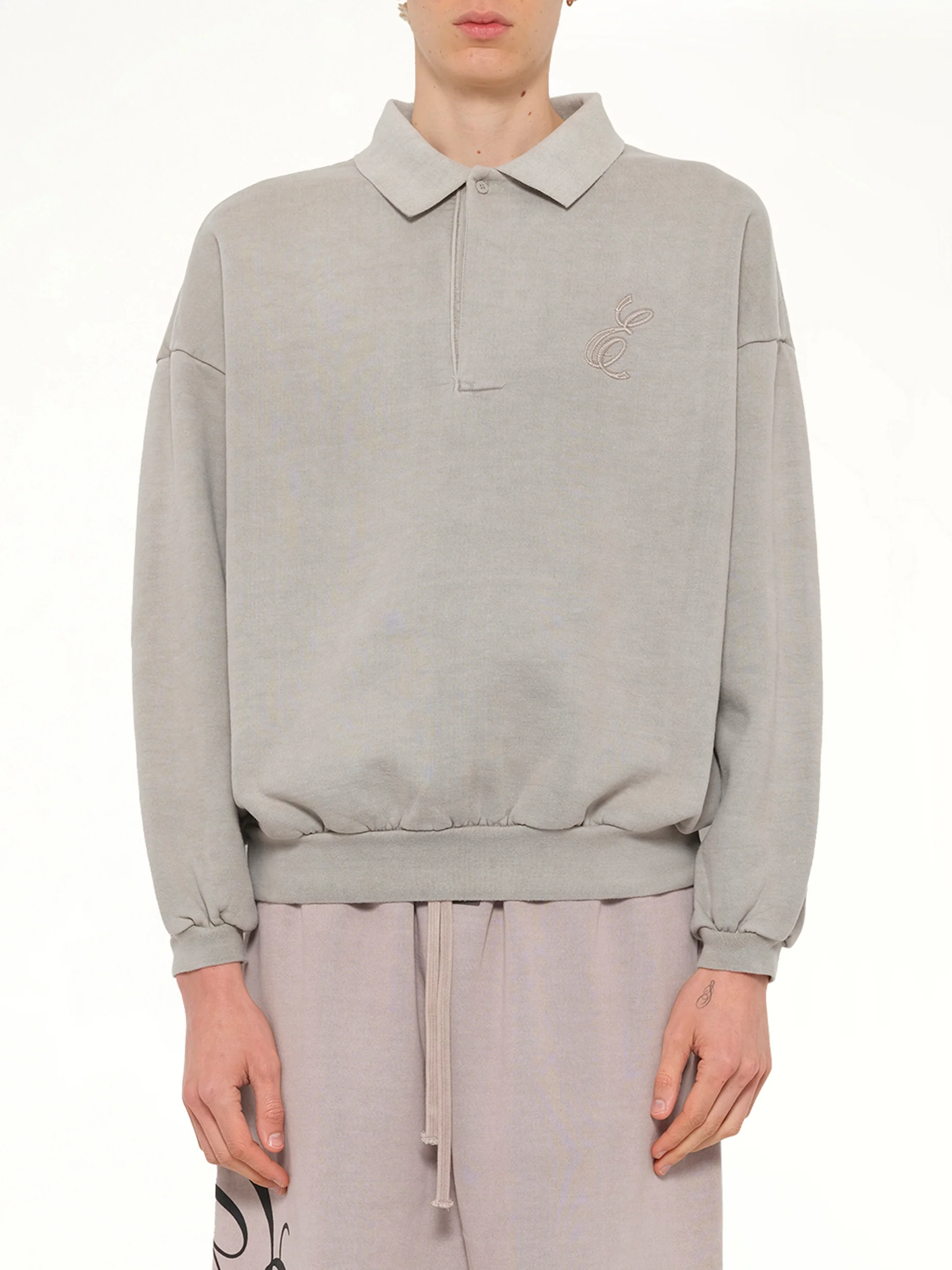 Classic Polo Sweatshirt in Smoke Grey