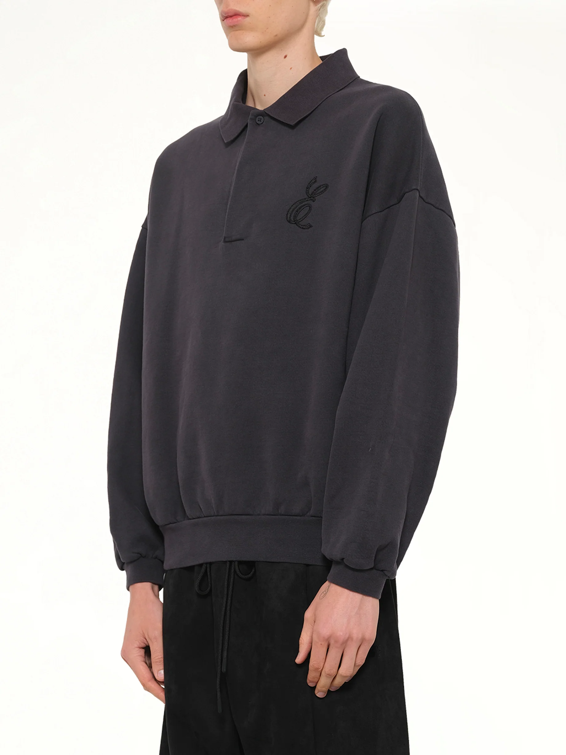 Classic Polo Sweatshirt in Vintage Black - Image 3